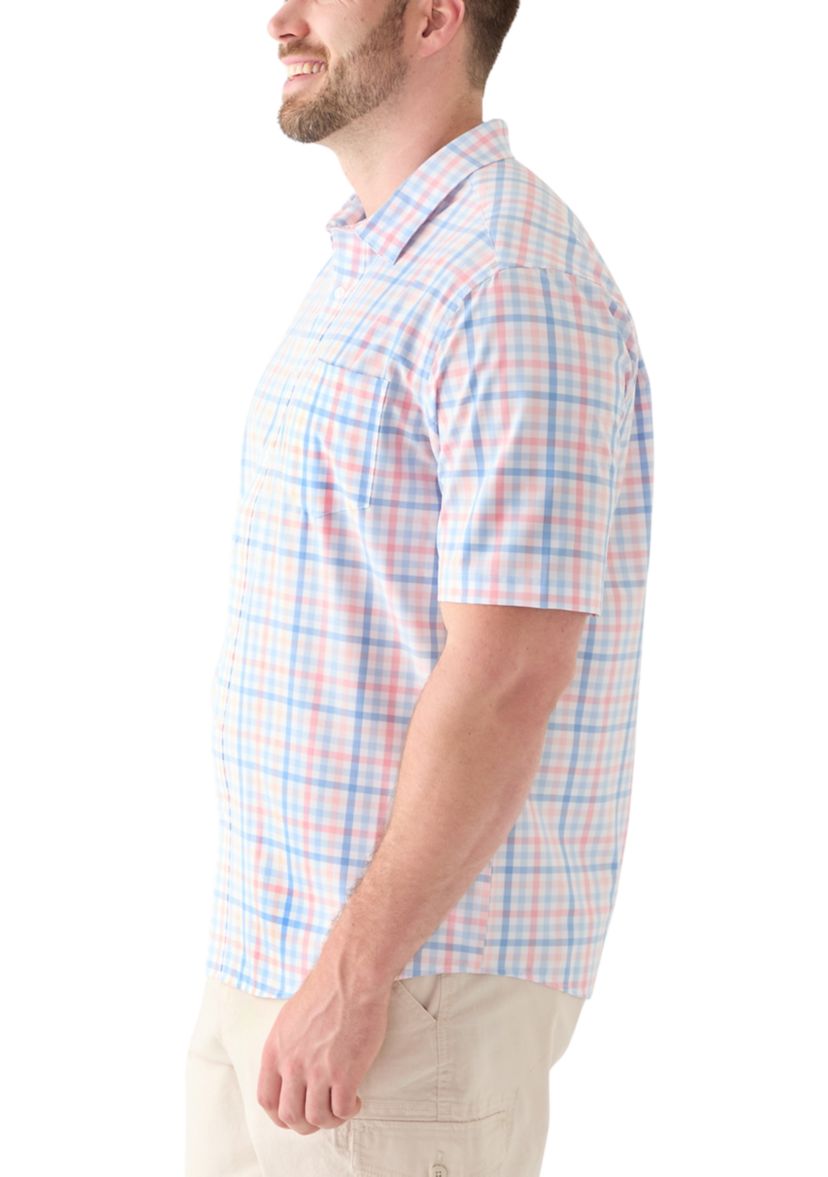 Big & Tall Short Sleeve Multi Gingham Woven Plaid Shirt 