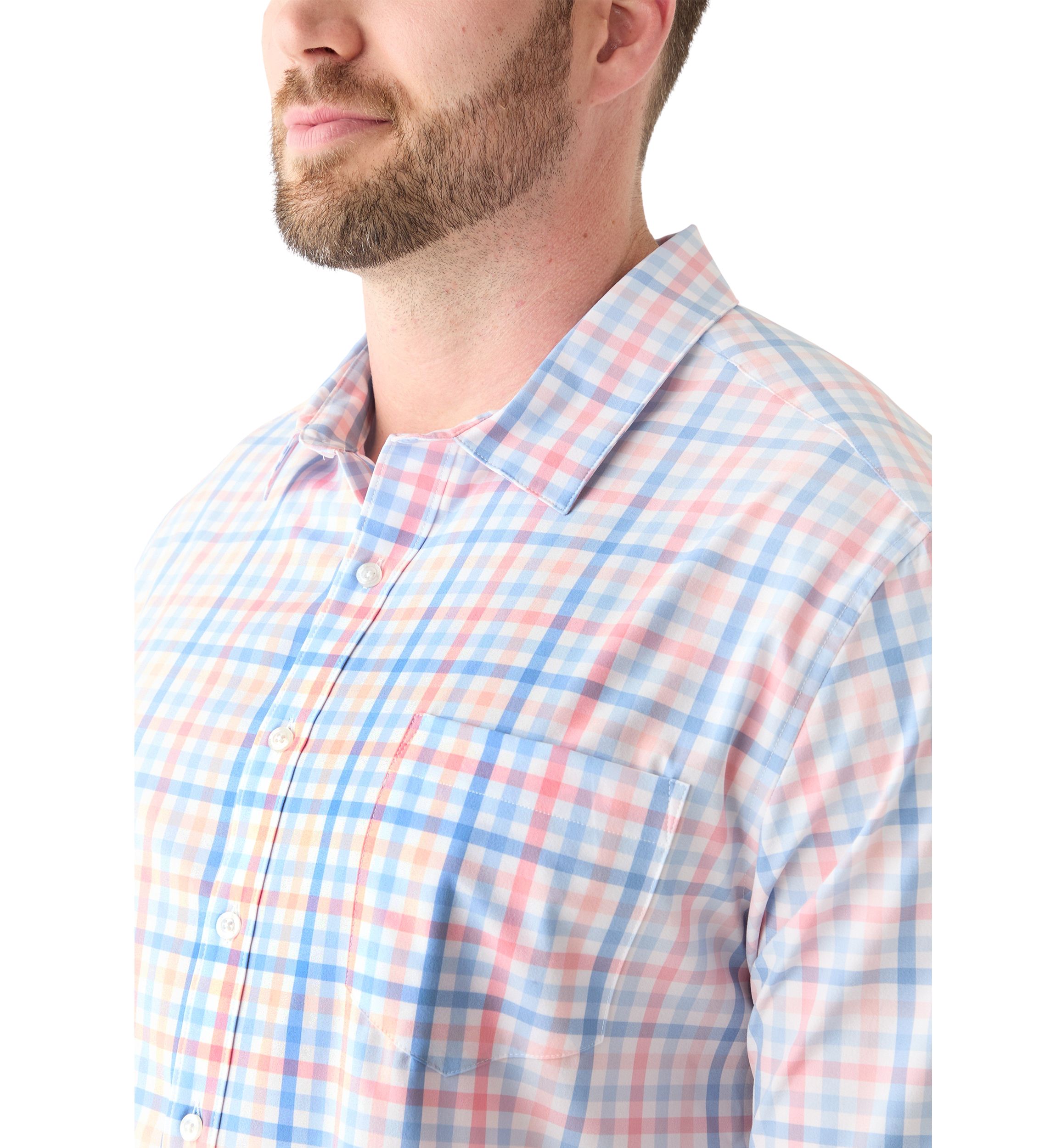 Big & Tall Short Sleeve Multi Gingham Woven Plaid Shirt 