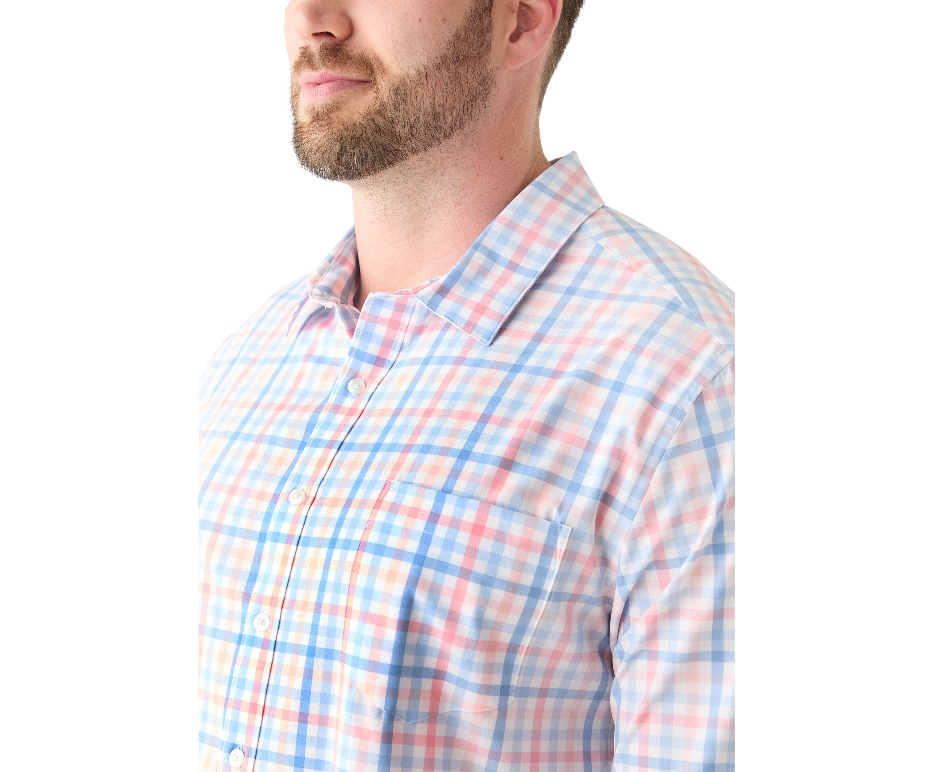 Big & Tall Short Sleeve Multi Gingham Woven Plaid Shirt 