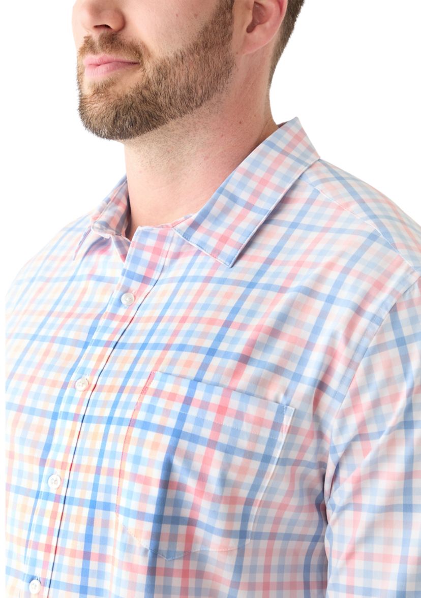 Big & Tall Short Sleeve Multi Gingham Woven Plaid Shirt 