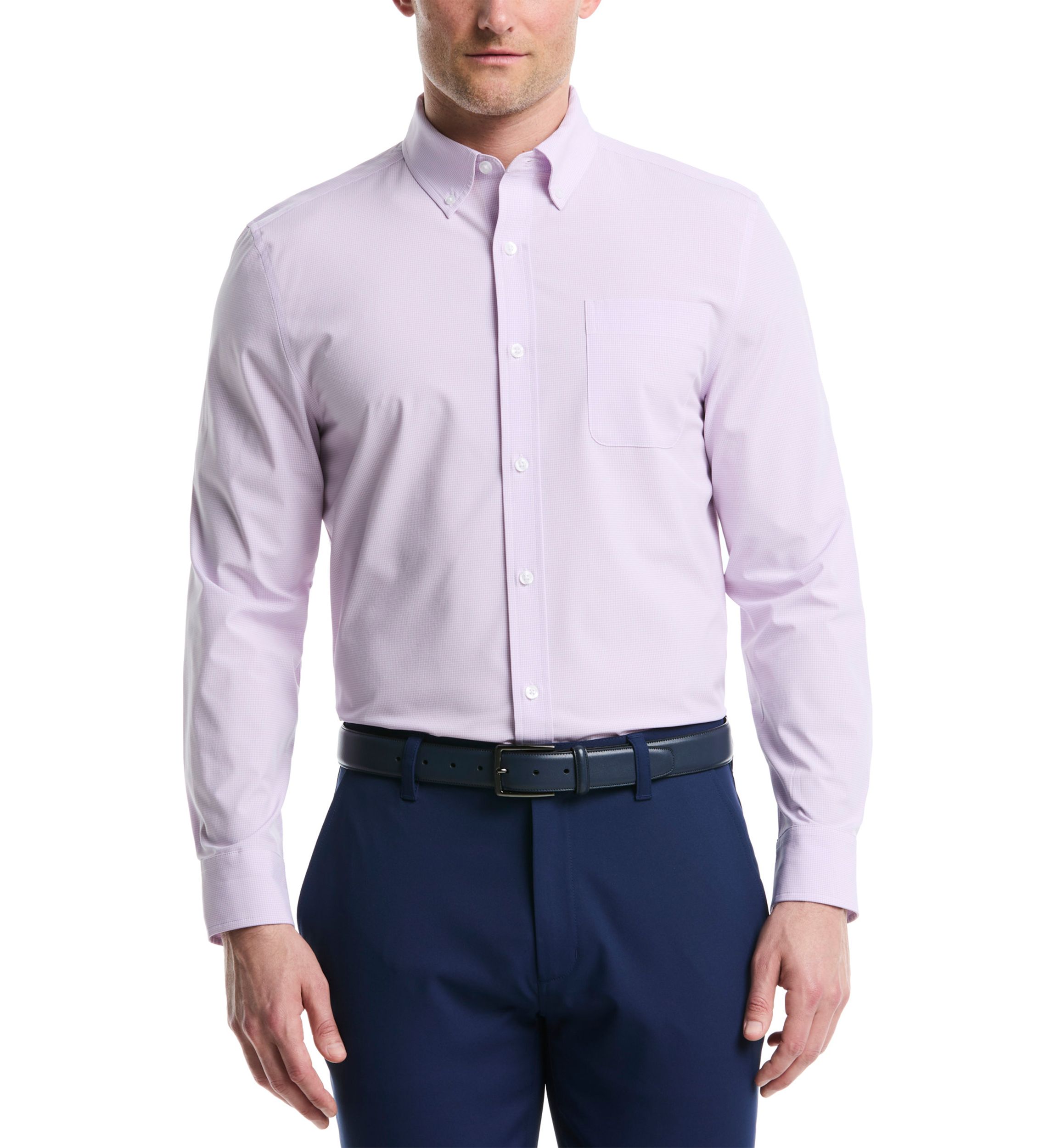 Mens Long Sleeve Micro Gingham Button Up Shirt