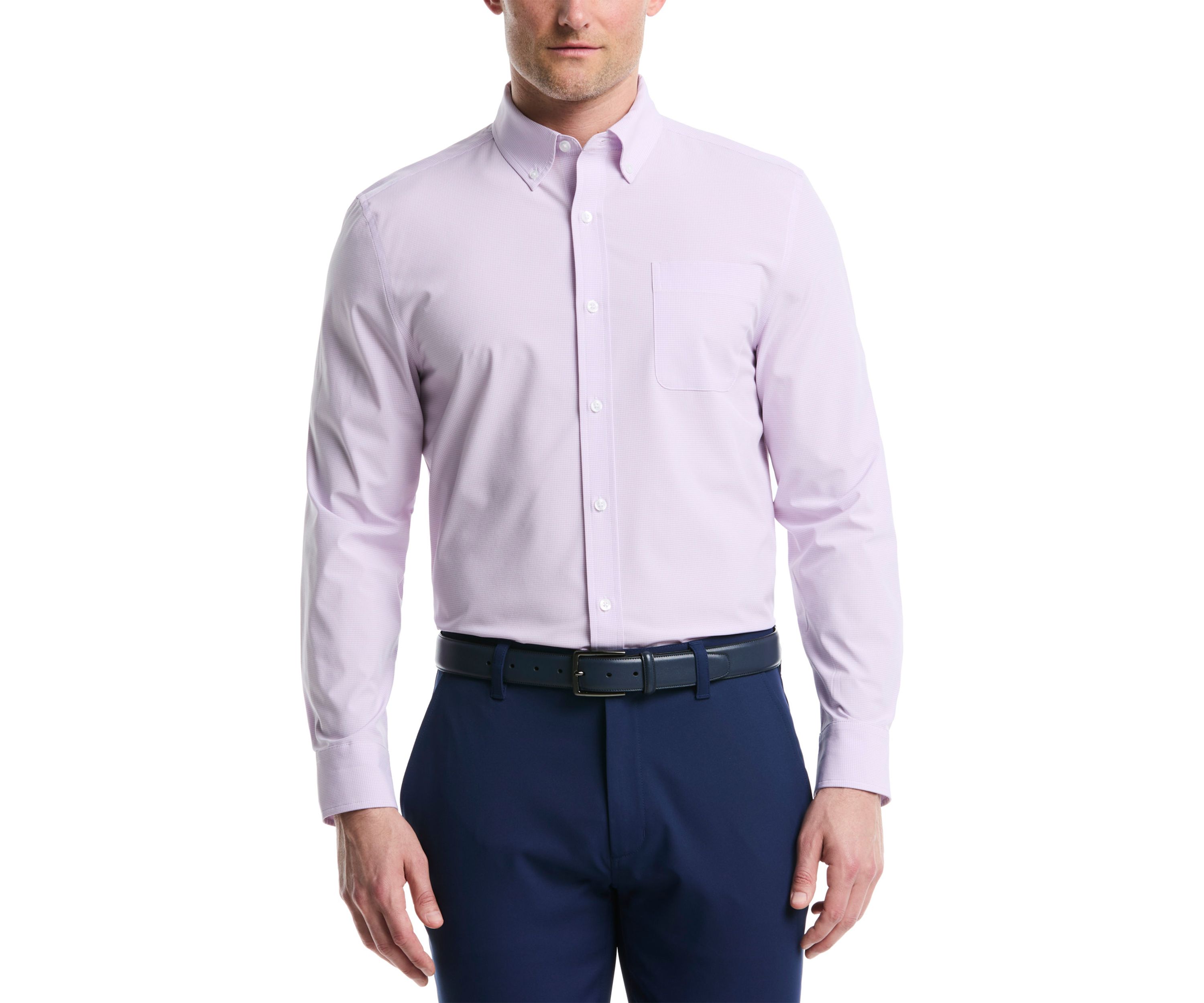 Mens Long Sleeve Micro Gingham Button Up Shirt