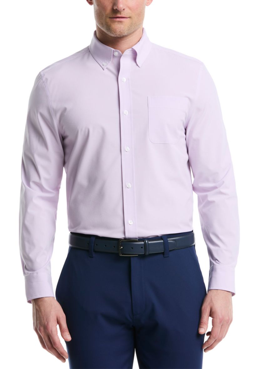 Mens Long Sleeve Micro Gingham Button Up Shirt