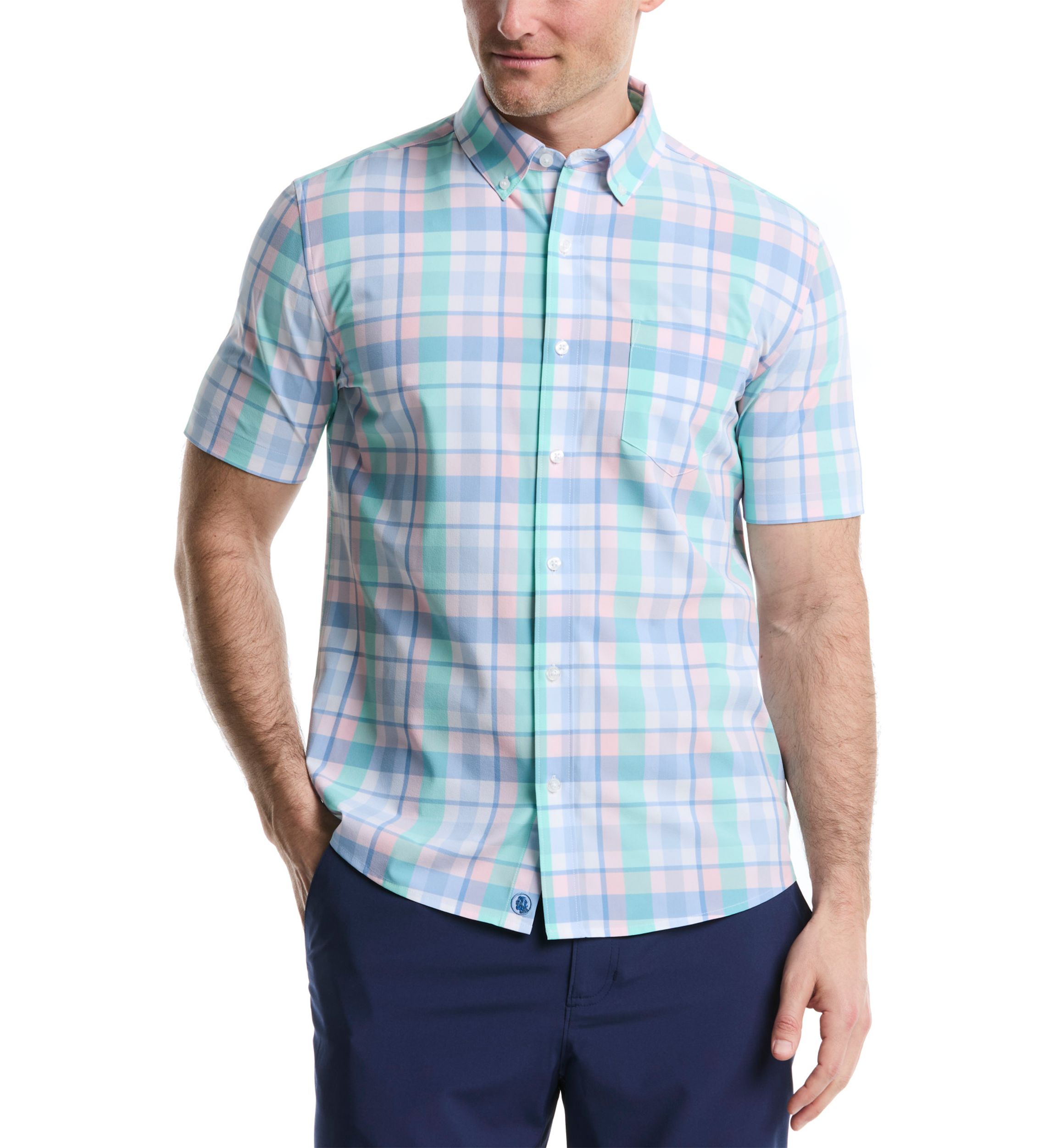 Mens Short Sleeve Plaid Shirt