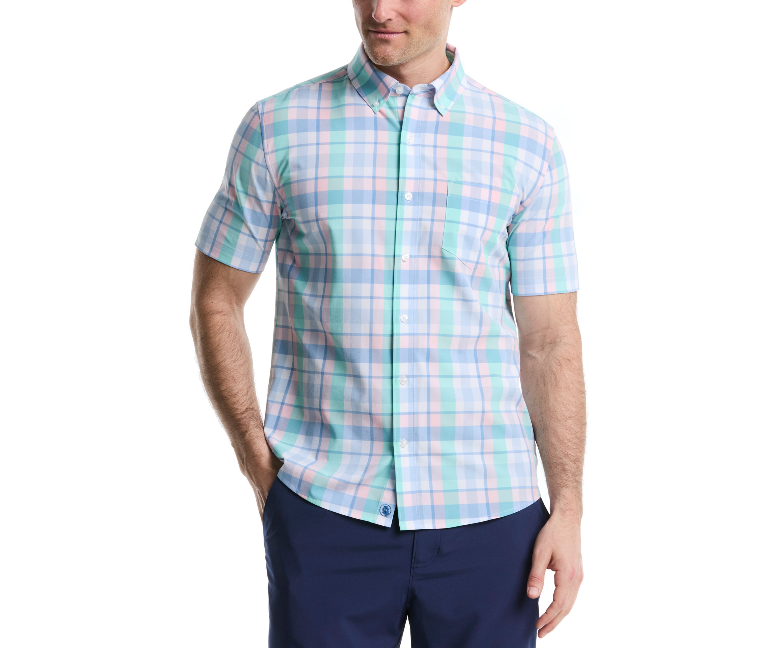 Mens Short Sleeve Plaid Shirt