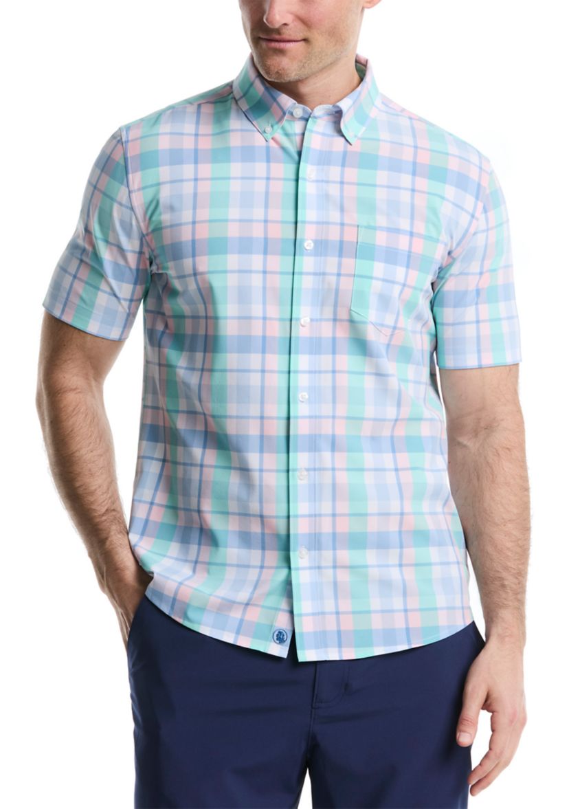 Mens Short Sleeve Plaid Shirt