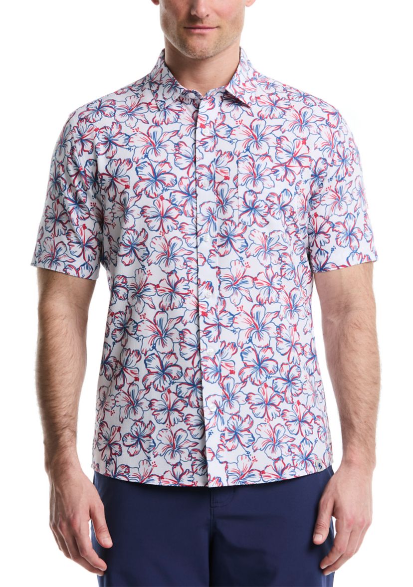 Short Sleeve Patriotic Floral Seersucker Shirt