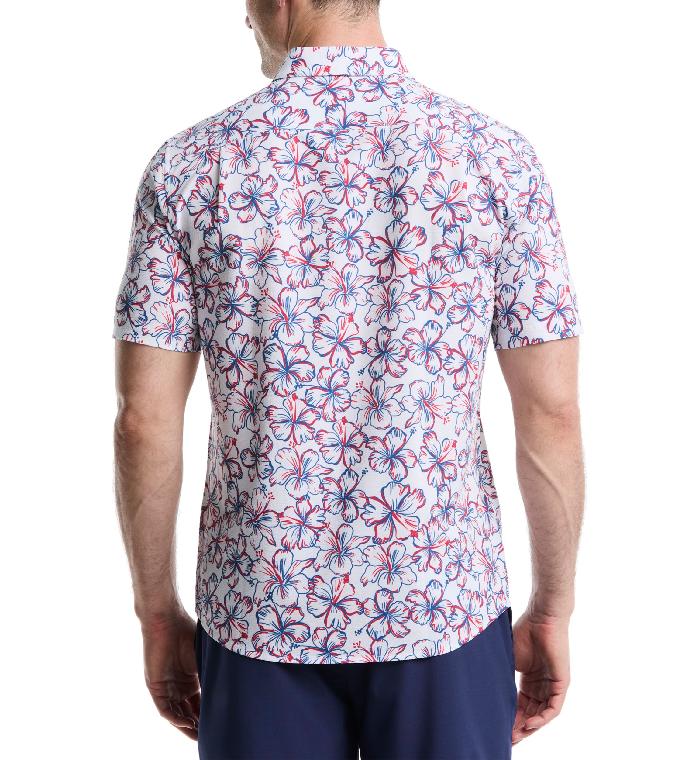 Short Sleeve Patriotic Floral Seersucker Shirt