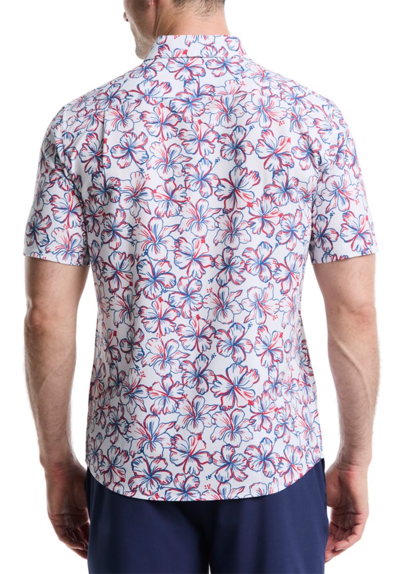 Short Sleeve Patriotic Floral Seersucker Shirt