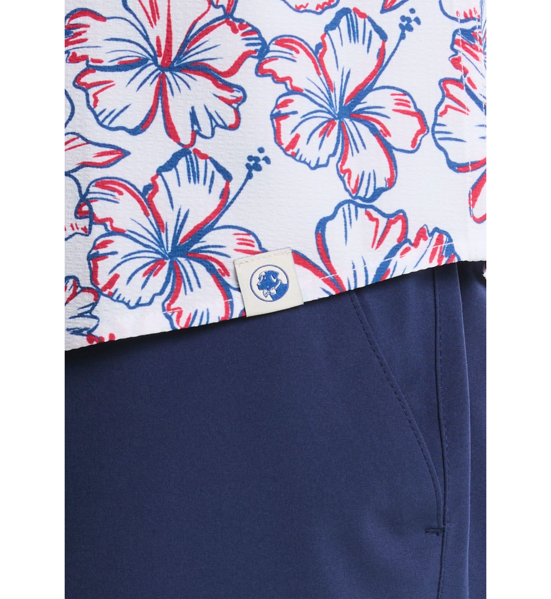 Short Sleeve Patriotic Floral Seersucker Shirt