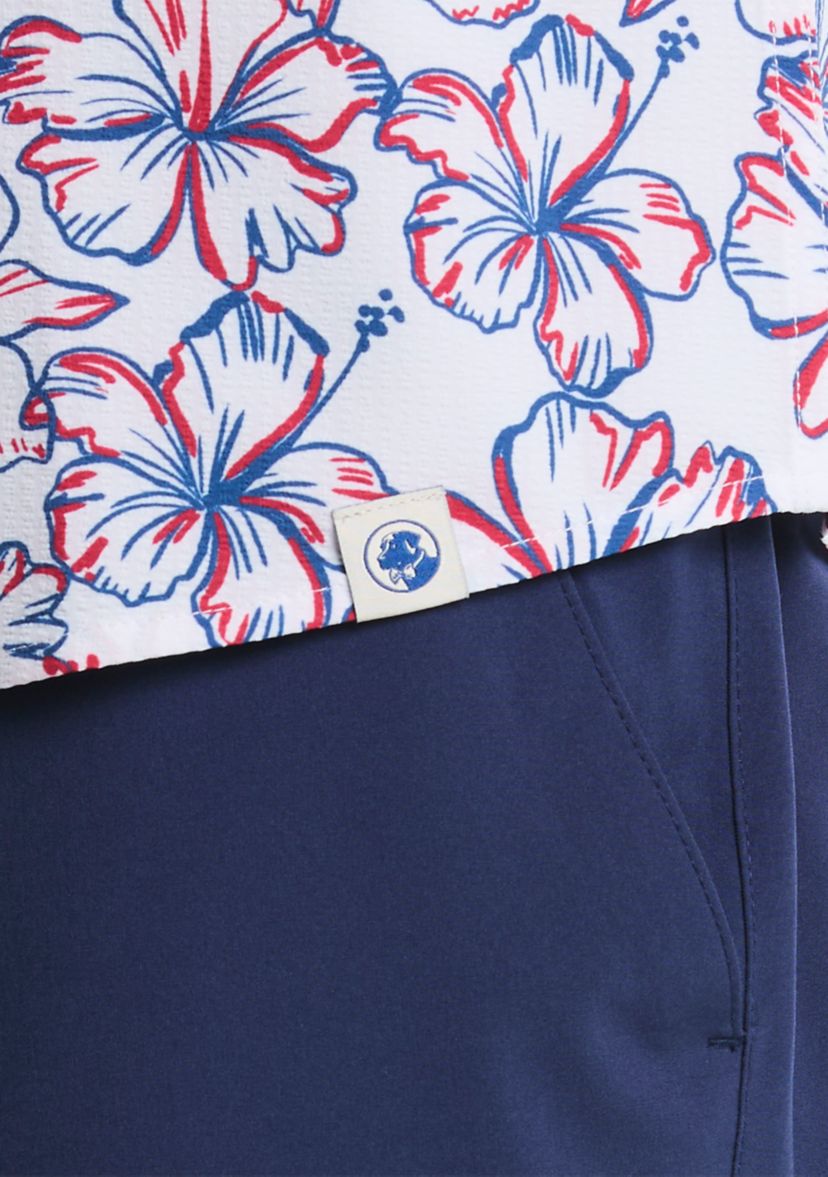 Short Sleeve Patriotic Floral Seersucker Shirt