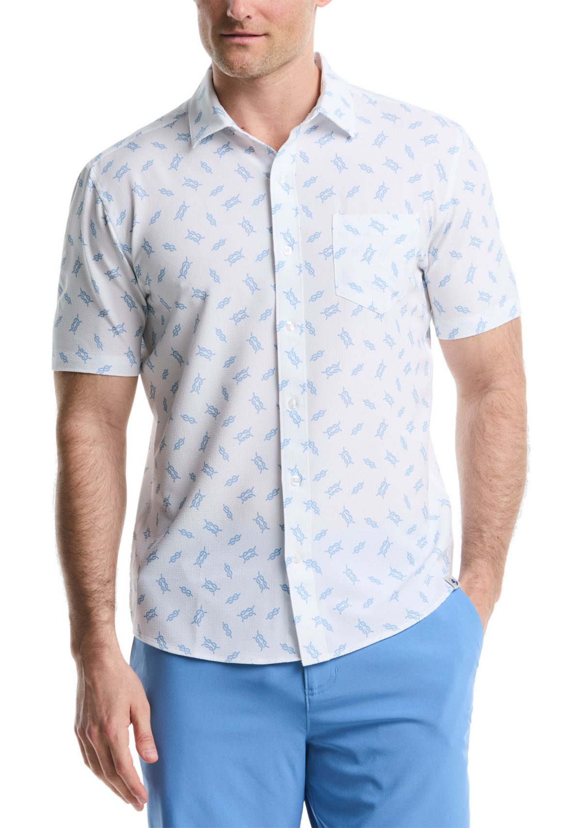 Printed Nautical Knots Seersucker Shirt