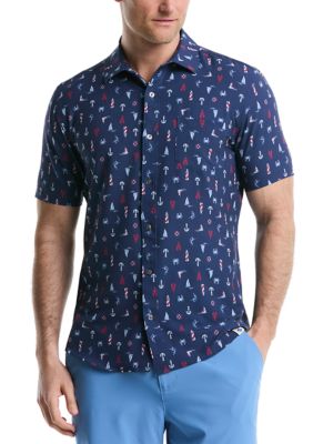 Southern Proper Men's Printed Nautical Knots Seersucker Shirt, Blue, 2XL