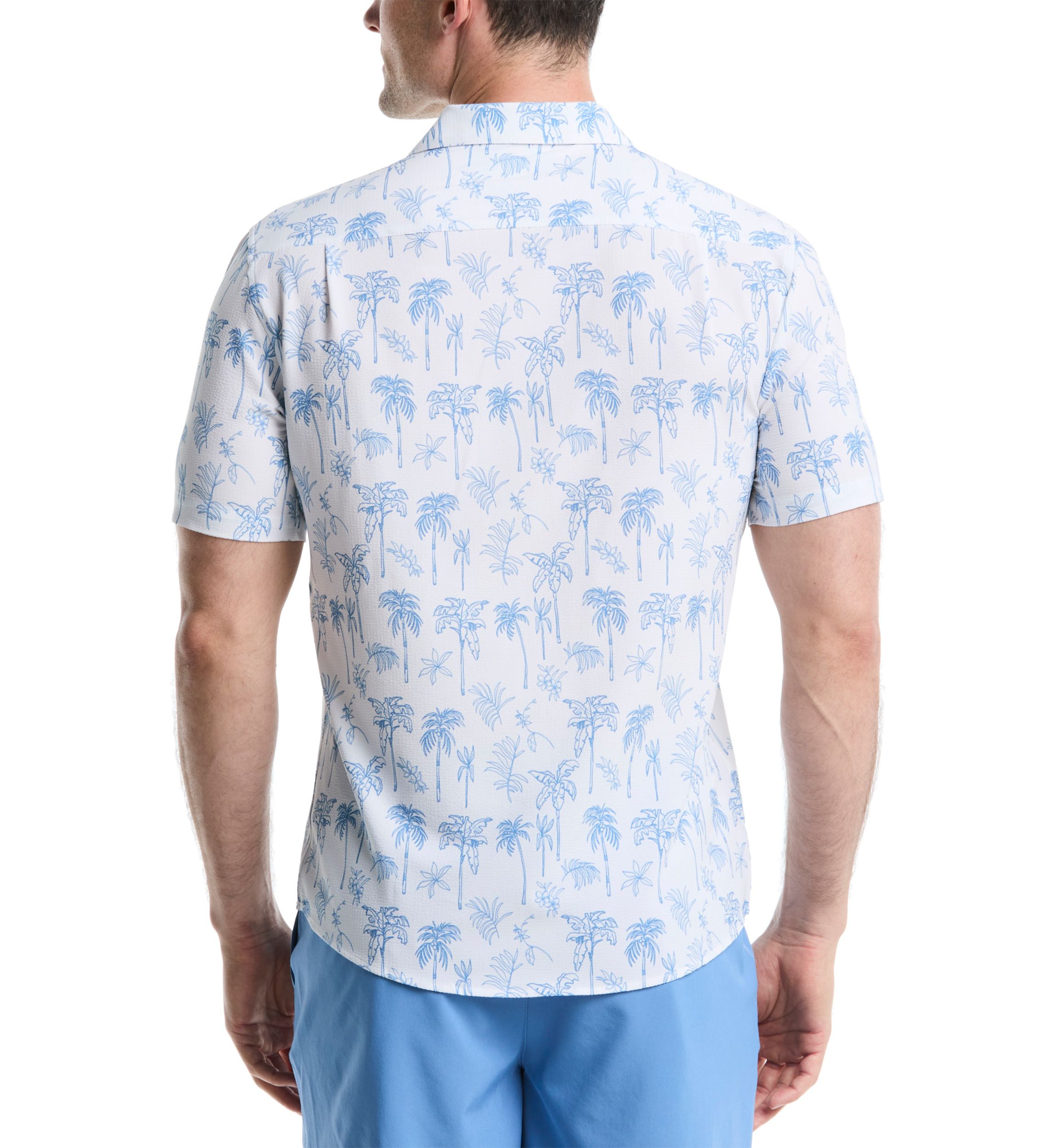 Palm Tree Printed Seersucker Shirt