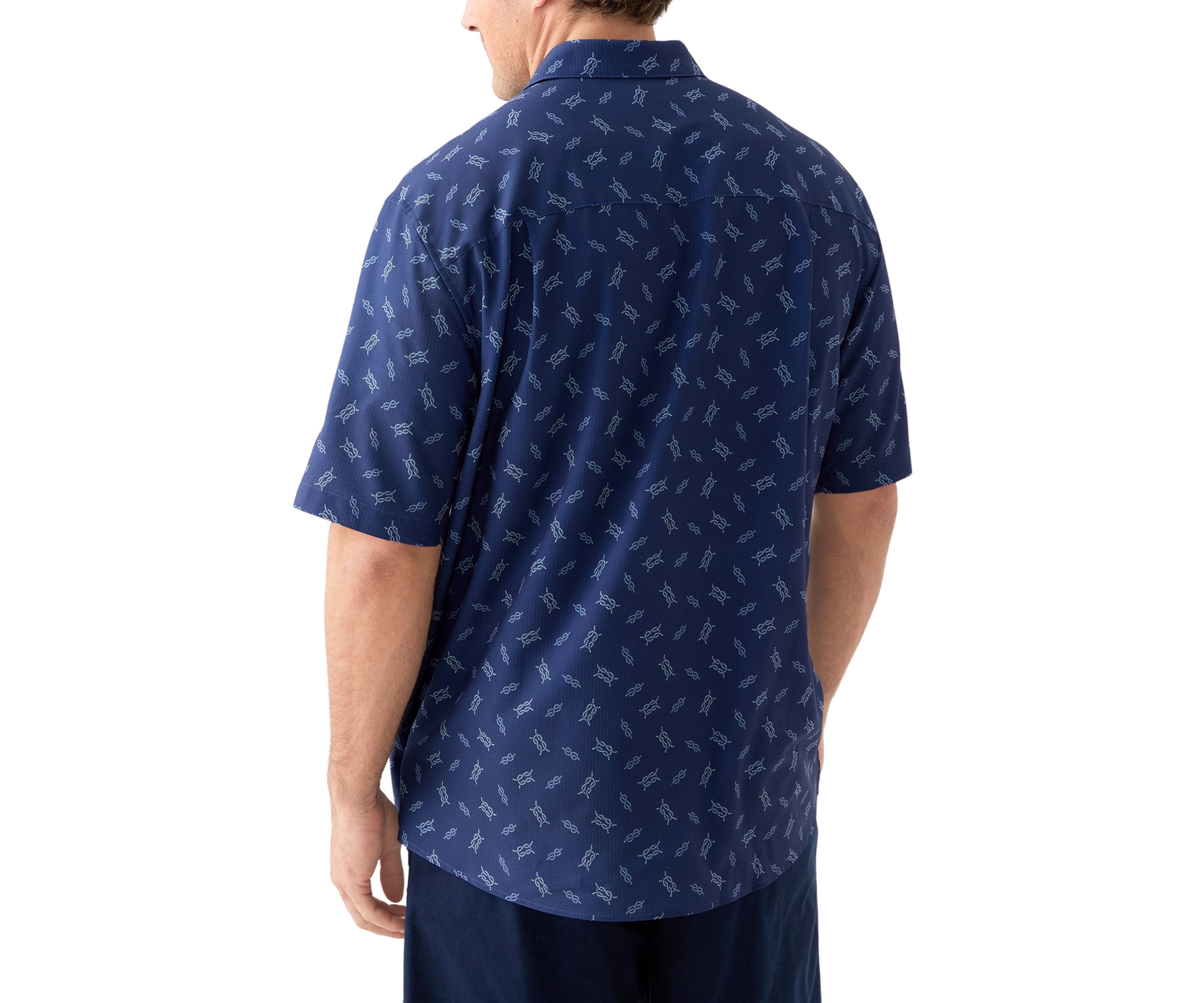 Big & Tall Short Sleeve Seersucker Nautical Knots Shirt 