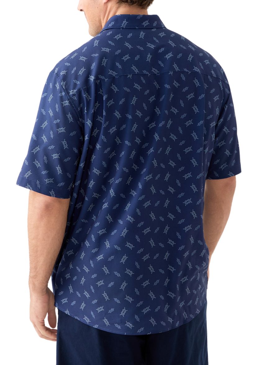 Big & Tall Short Sleeve Seersucker Nautical Knots Shirt 