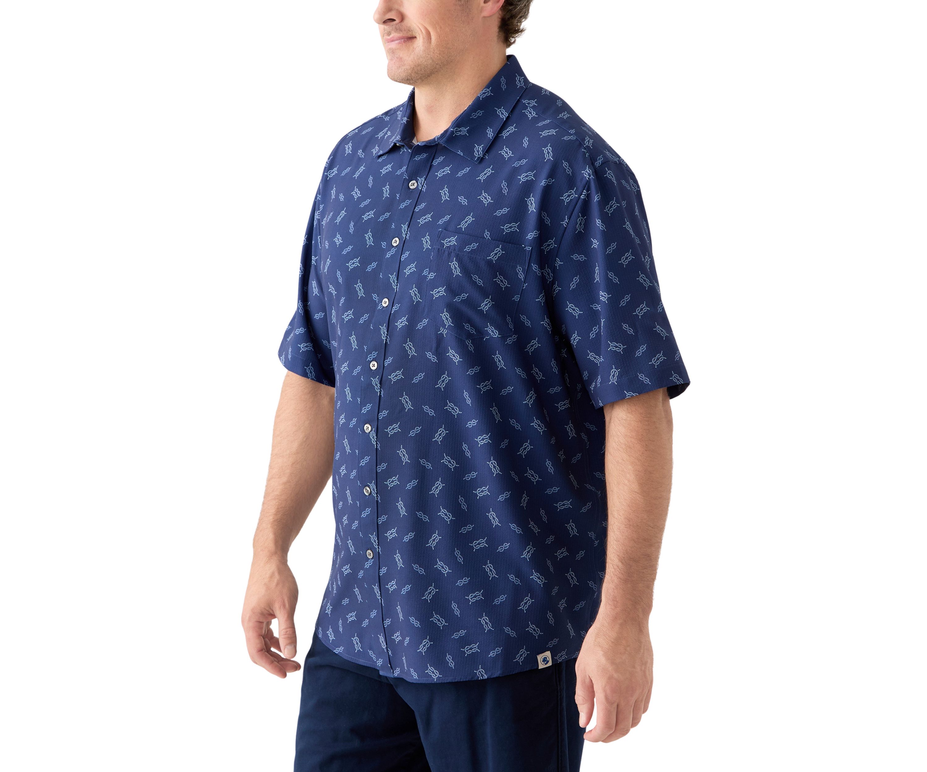 Big & Tall Short Sleeve Seersucker Nautical Knots Shirt 