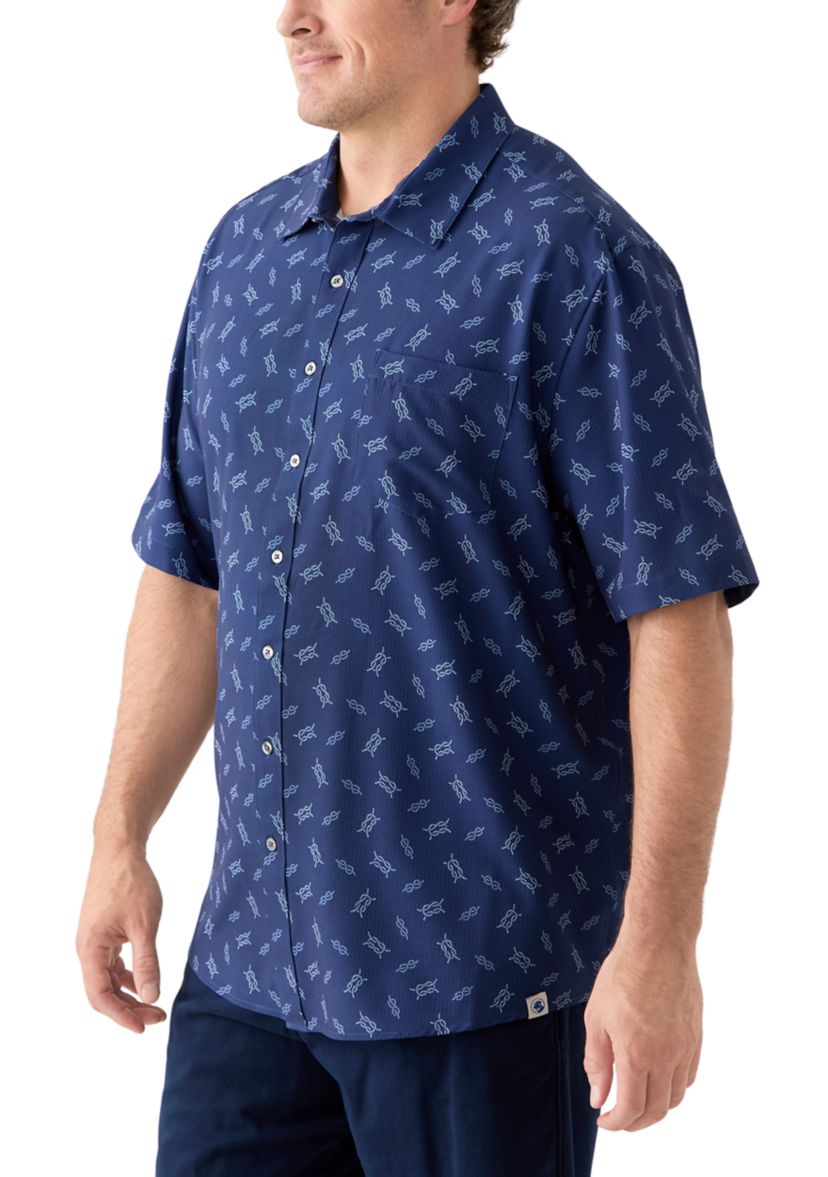 Big & Tall Short Sleeve Seersucker Nautical Knots Shirt 