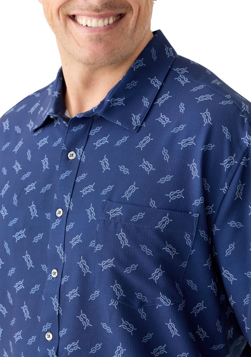Big & Tall Short Sleeve Seersucker Nautical Knots Shirt 