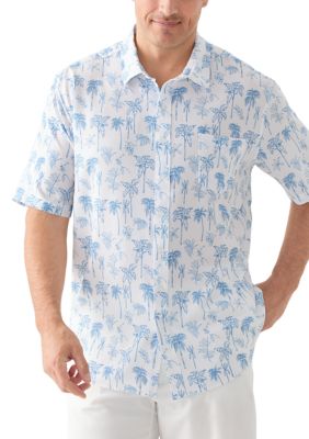 Southern Proper Men's Big & Tall Seersucker Printed Shirt, White, 4XL Big