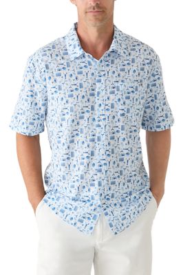 Southern Proper Men's Short Sleeve Patriotic Barbecue Print Woven Shirt