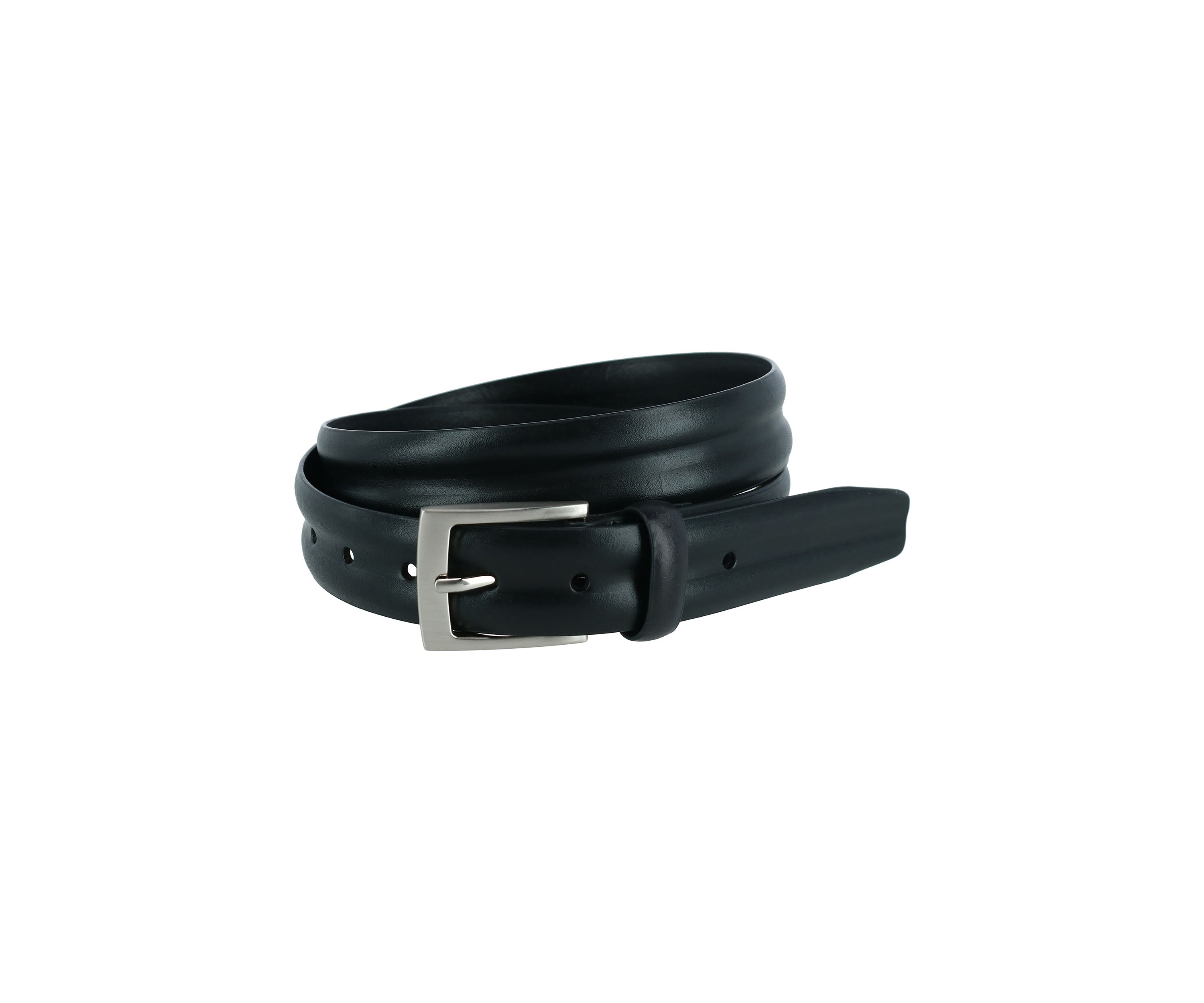 Mens 35 Millimeter Center Heat Crease Black Leather Belt