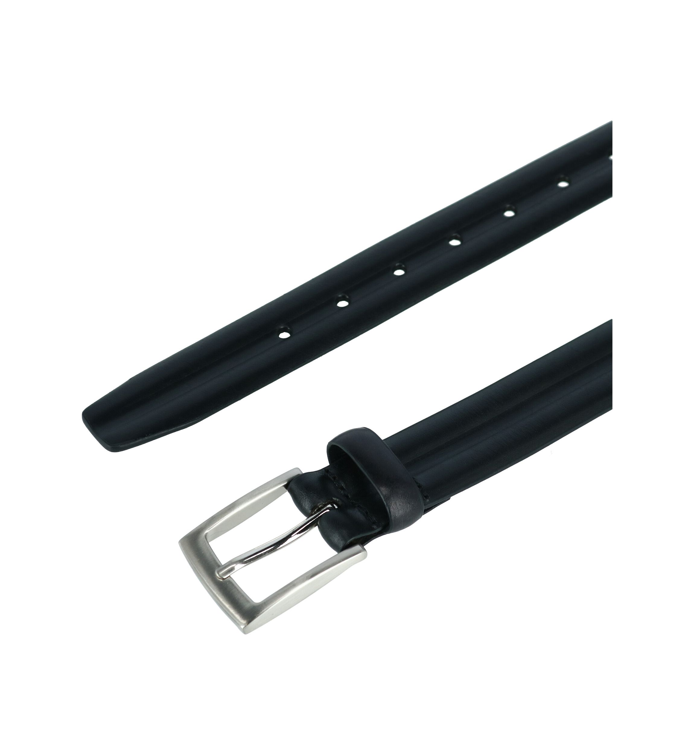 Mens 35 Millimeter Center Heat Crease Black Leather Belt