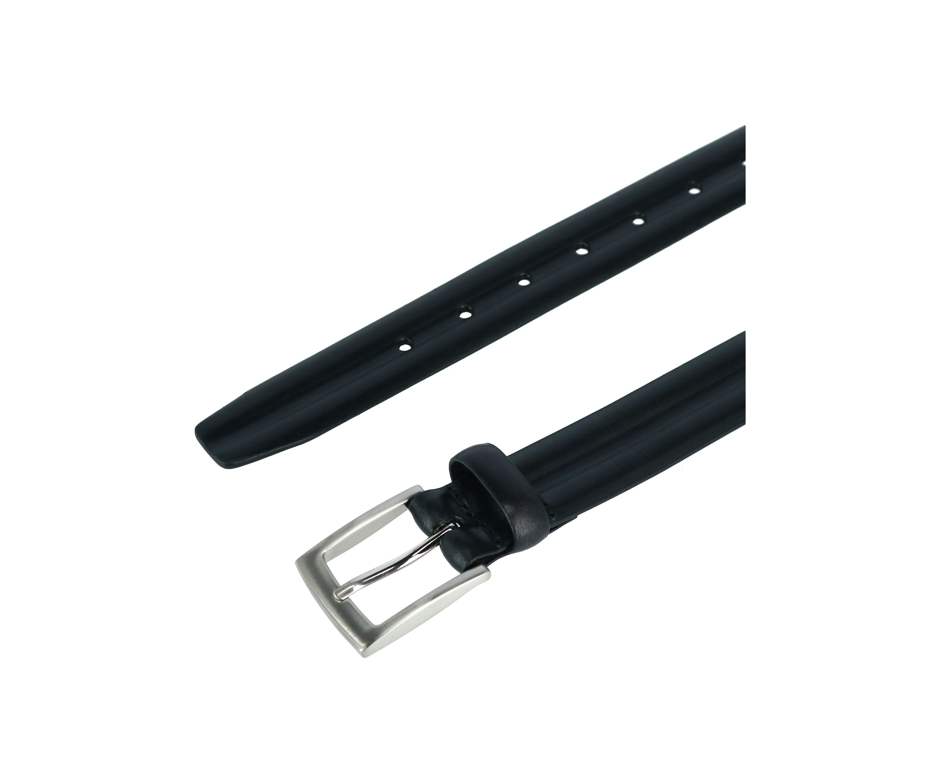Mens 35 Millimeter Center Heat Crease Black Leather Belt