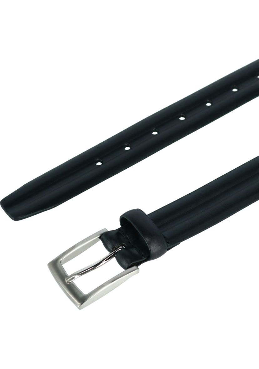 Mens 35 Millimeter Center Heat Crease Black Leather Belt