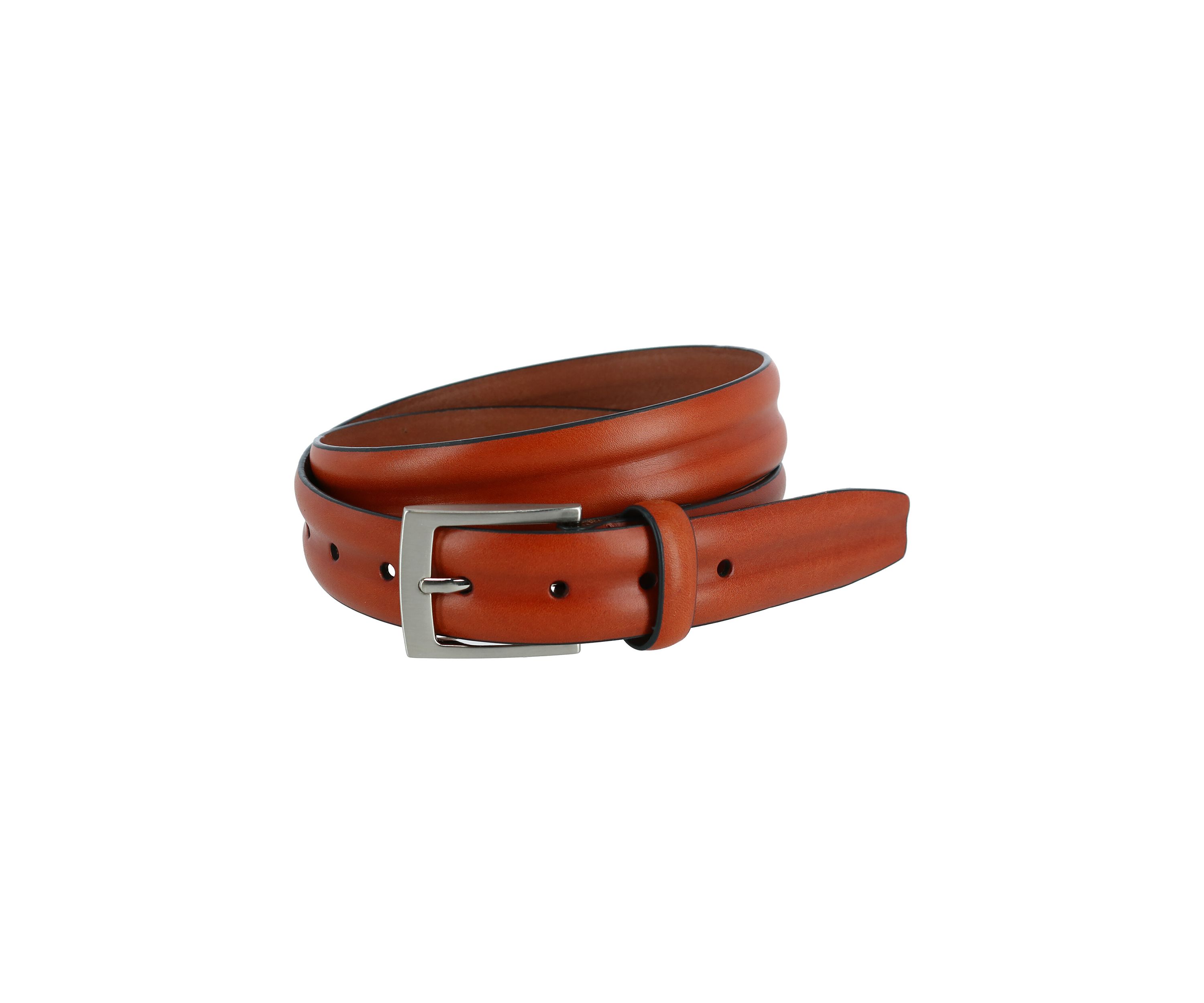 Mens 35 Millimeter Tan Center Heat Crease Leather Belt