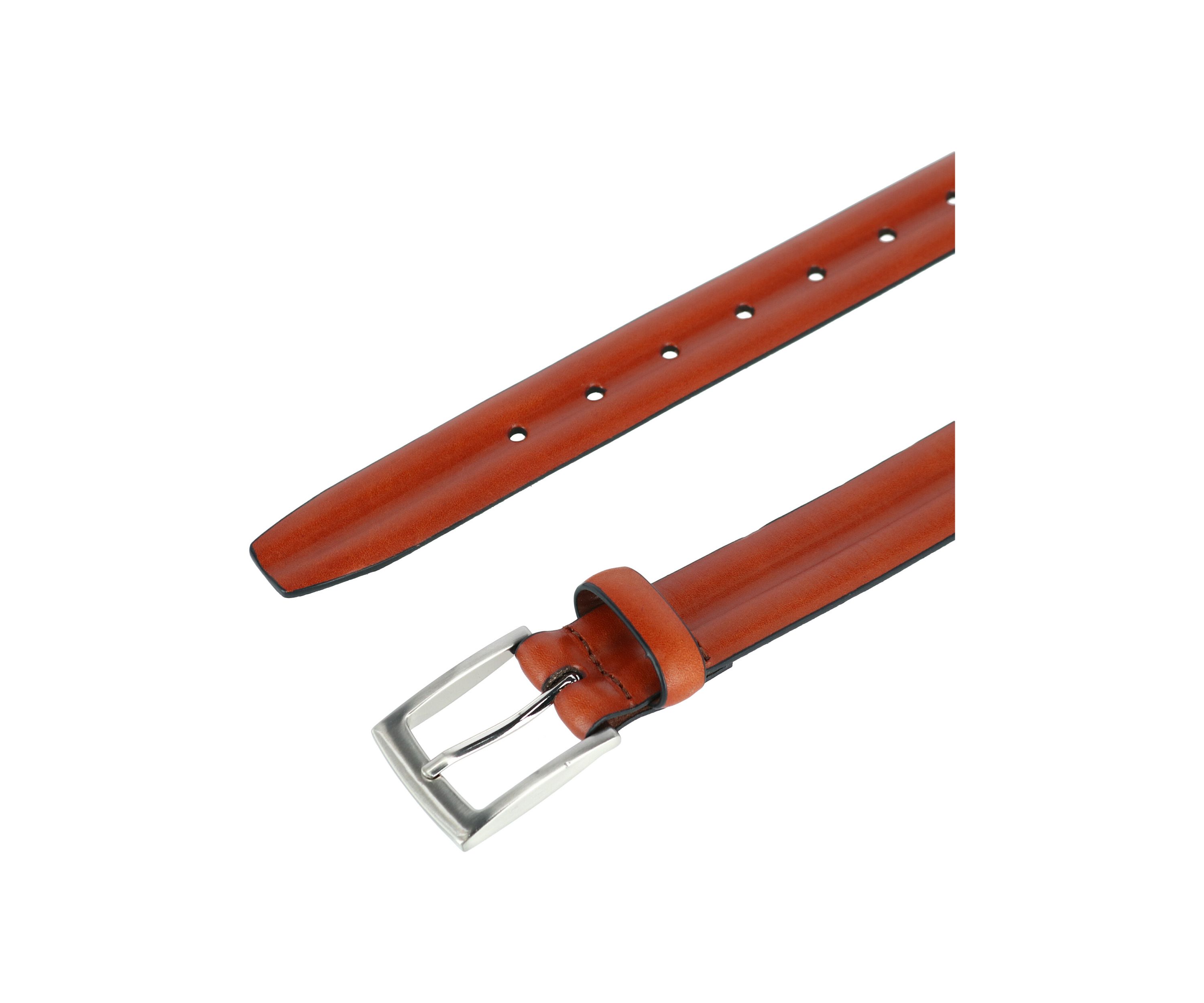 Mens 35 Millimeter Tan Center Heat Crease Leather Belt