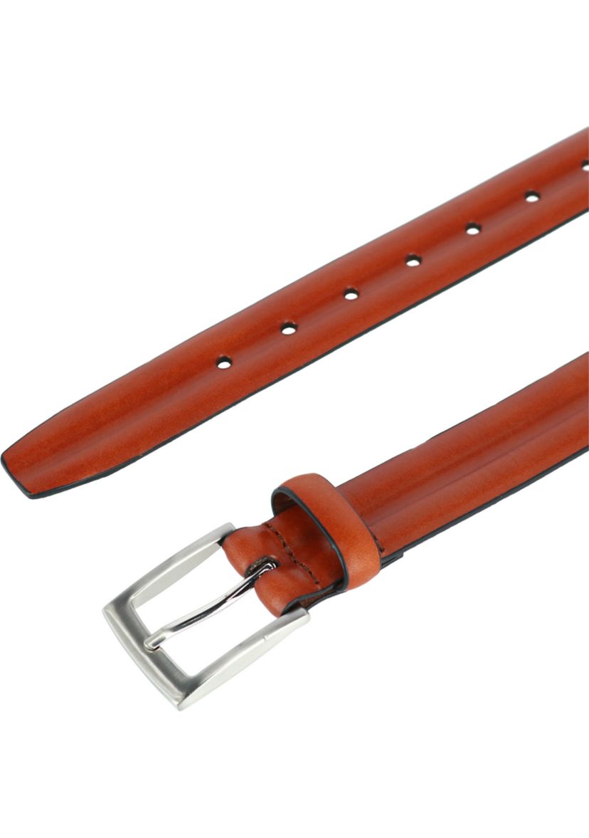 Mens 35 Millimeter Tan Center Heat Crease Leather Belt