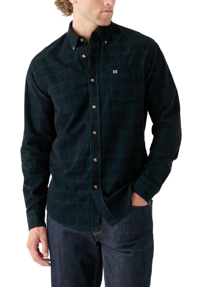 Long Sleeve Plaid Corduroy Shirt