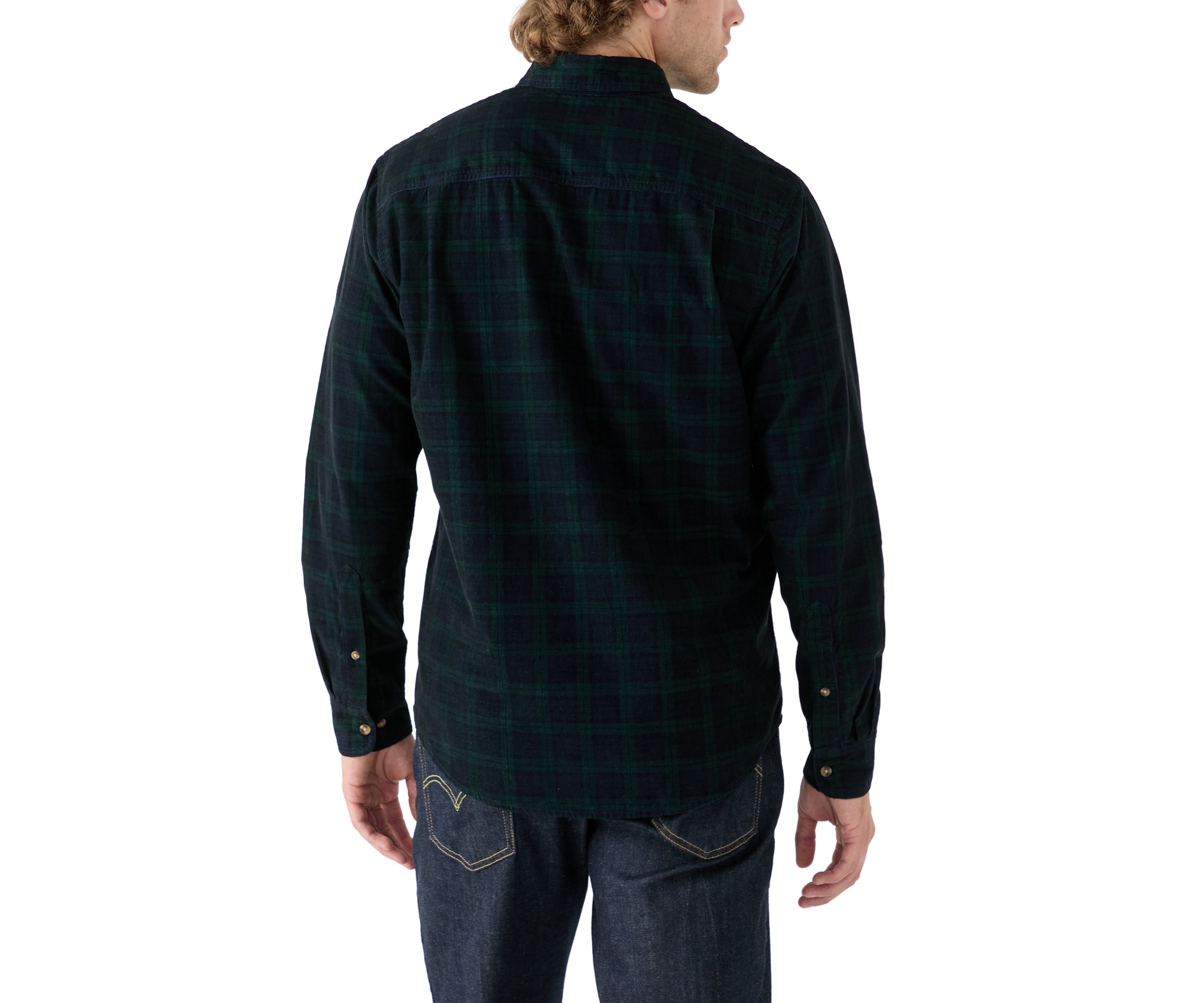 Long Sleeve Plaid Corduroy Shirt