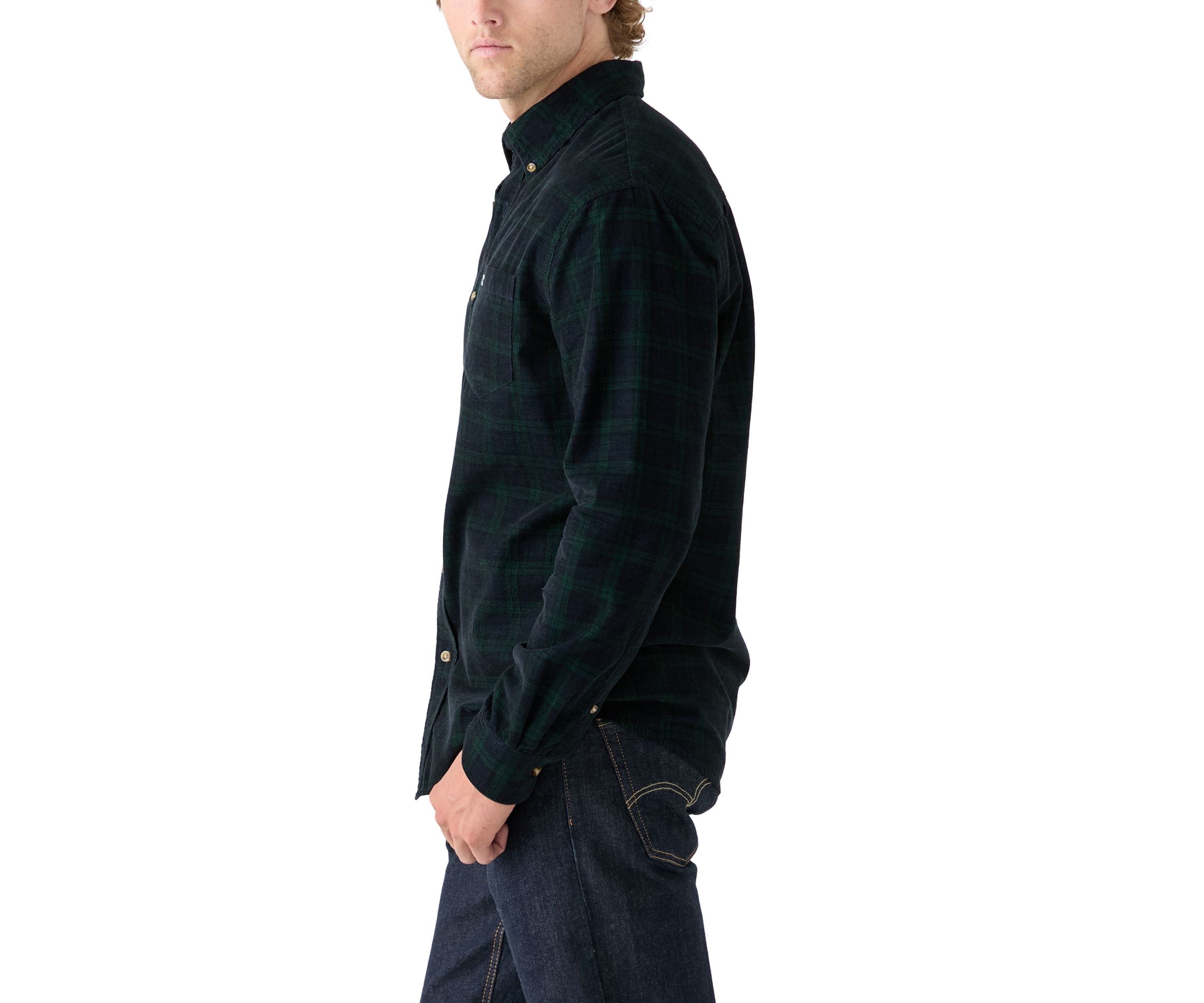 Long Sleeve Plaid Corduroy Shirt