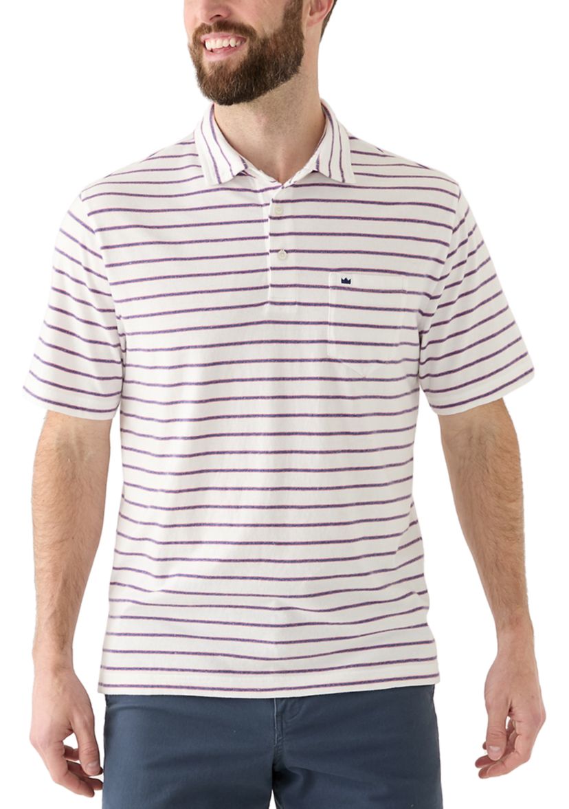 Mens Short Sleeve Slub Striped Polo