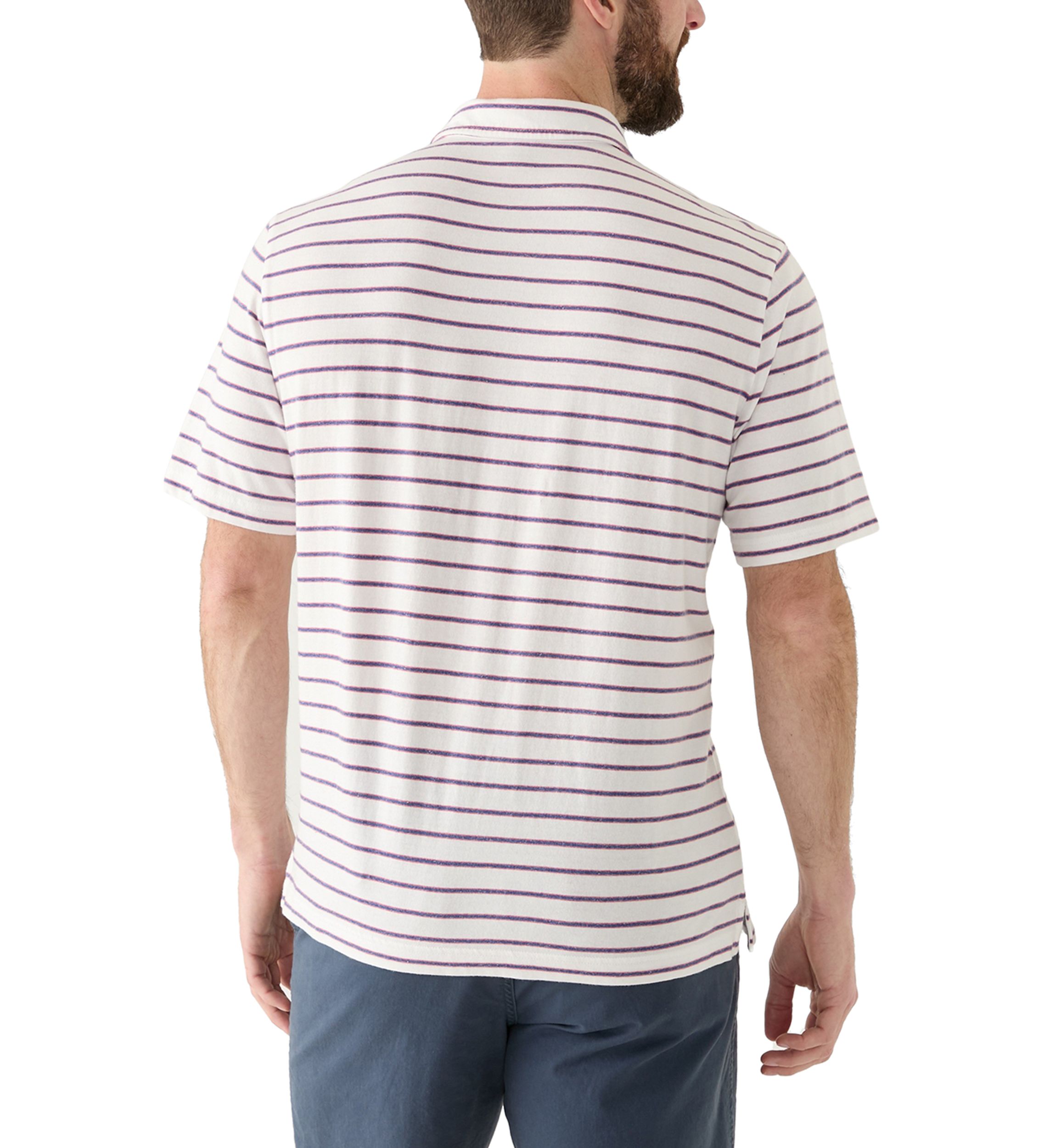 Mens Short Sleeve Slub Striped Polo