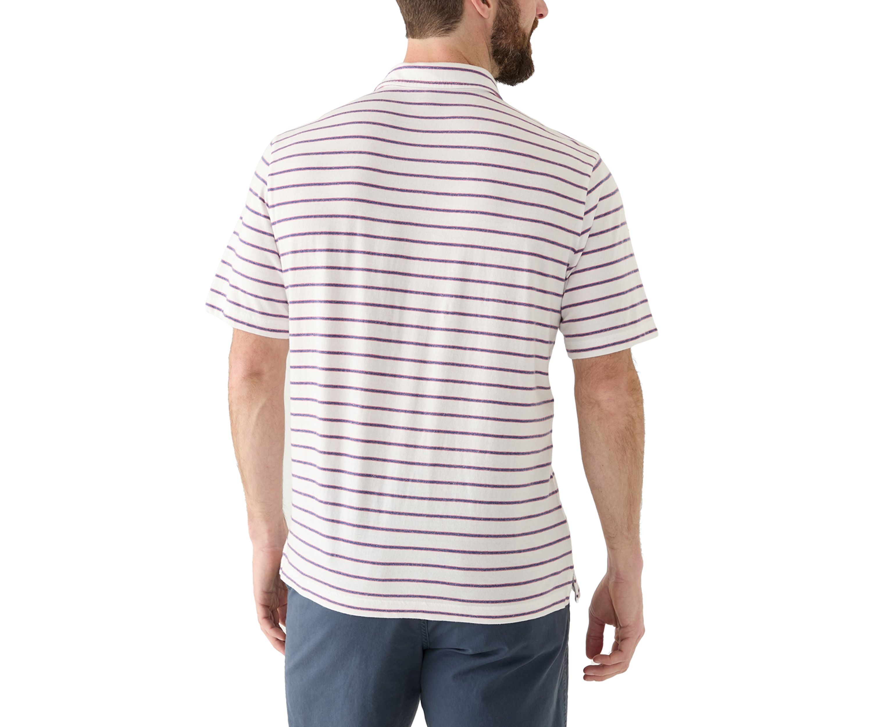 Mens Short Sleeve Slub Striped Polo