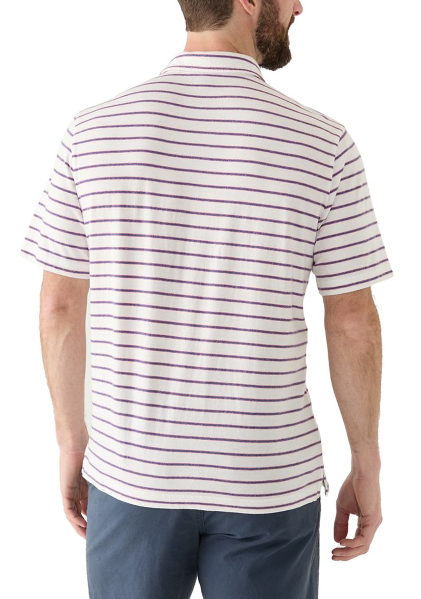 Mens Short Sleeve Slub Striped Polo