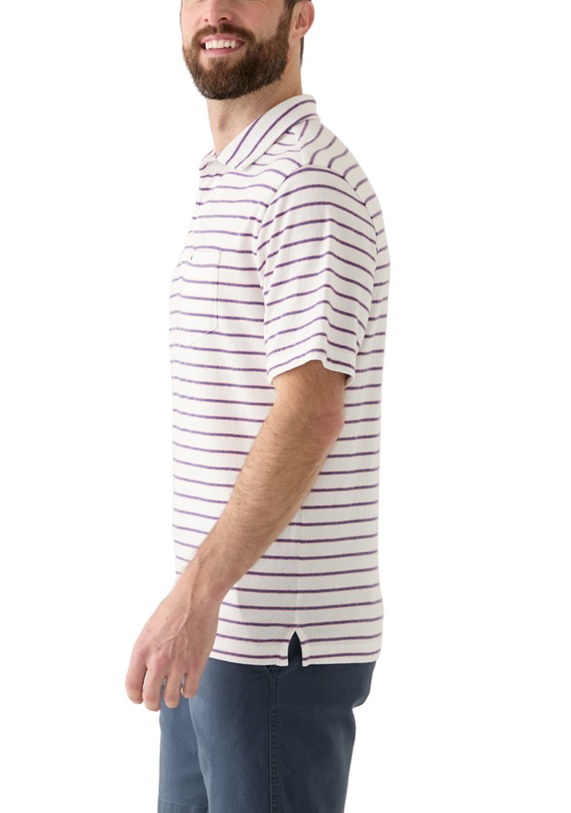 Mens Short Sleeve Slub Striped Polo