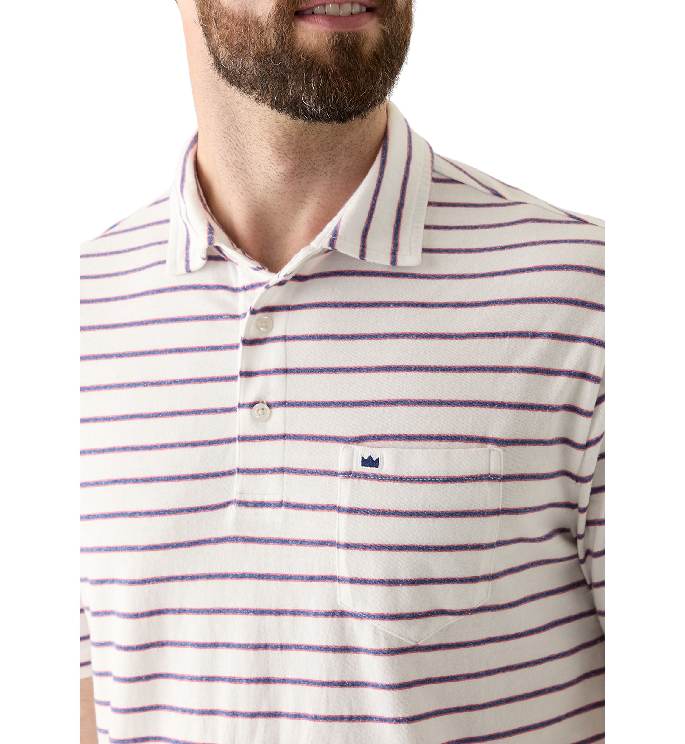 Mens Short Sleeve Slub Striped Polo