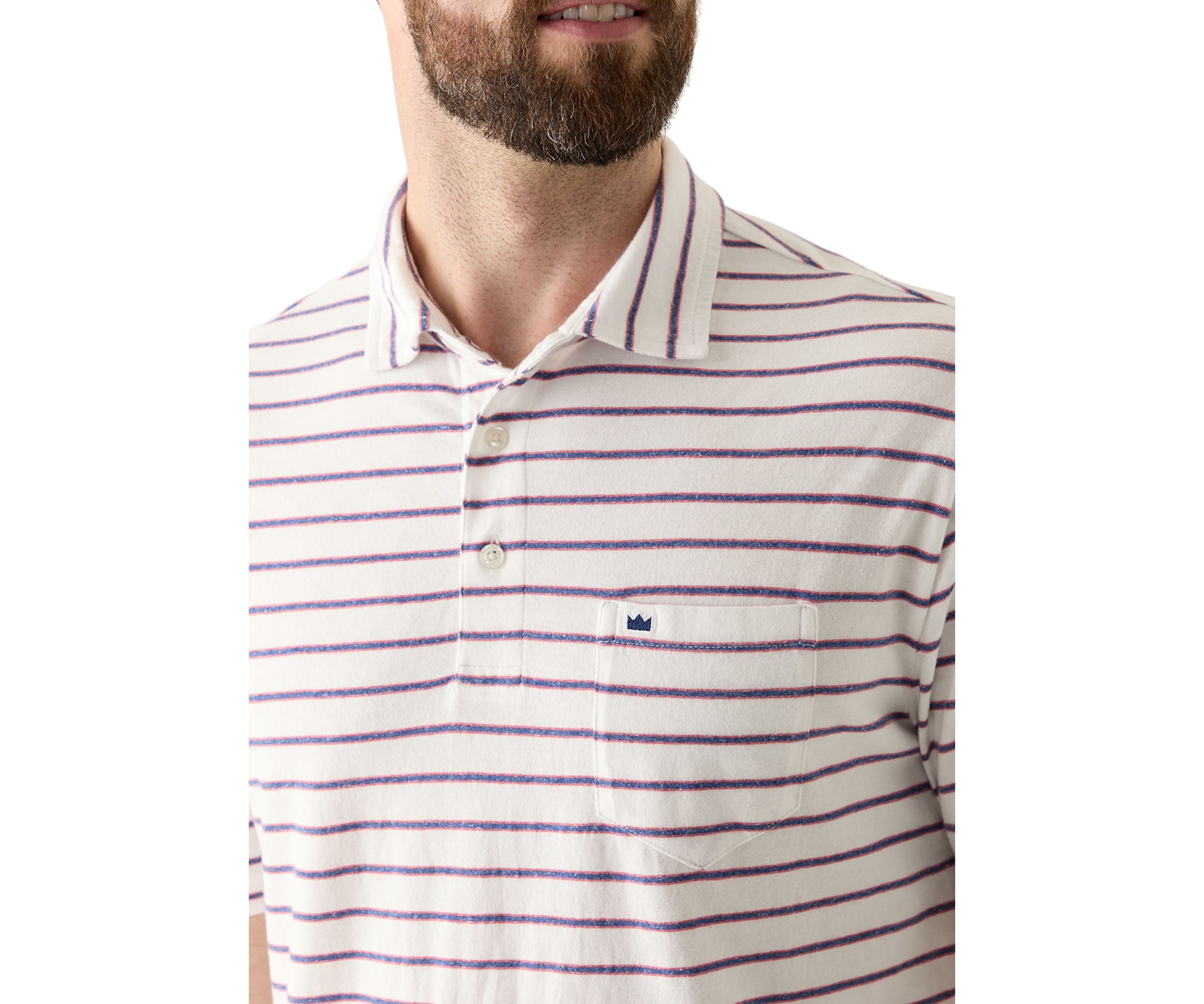 Mens Short Sleeve Slub Striped Polo