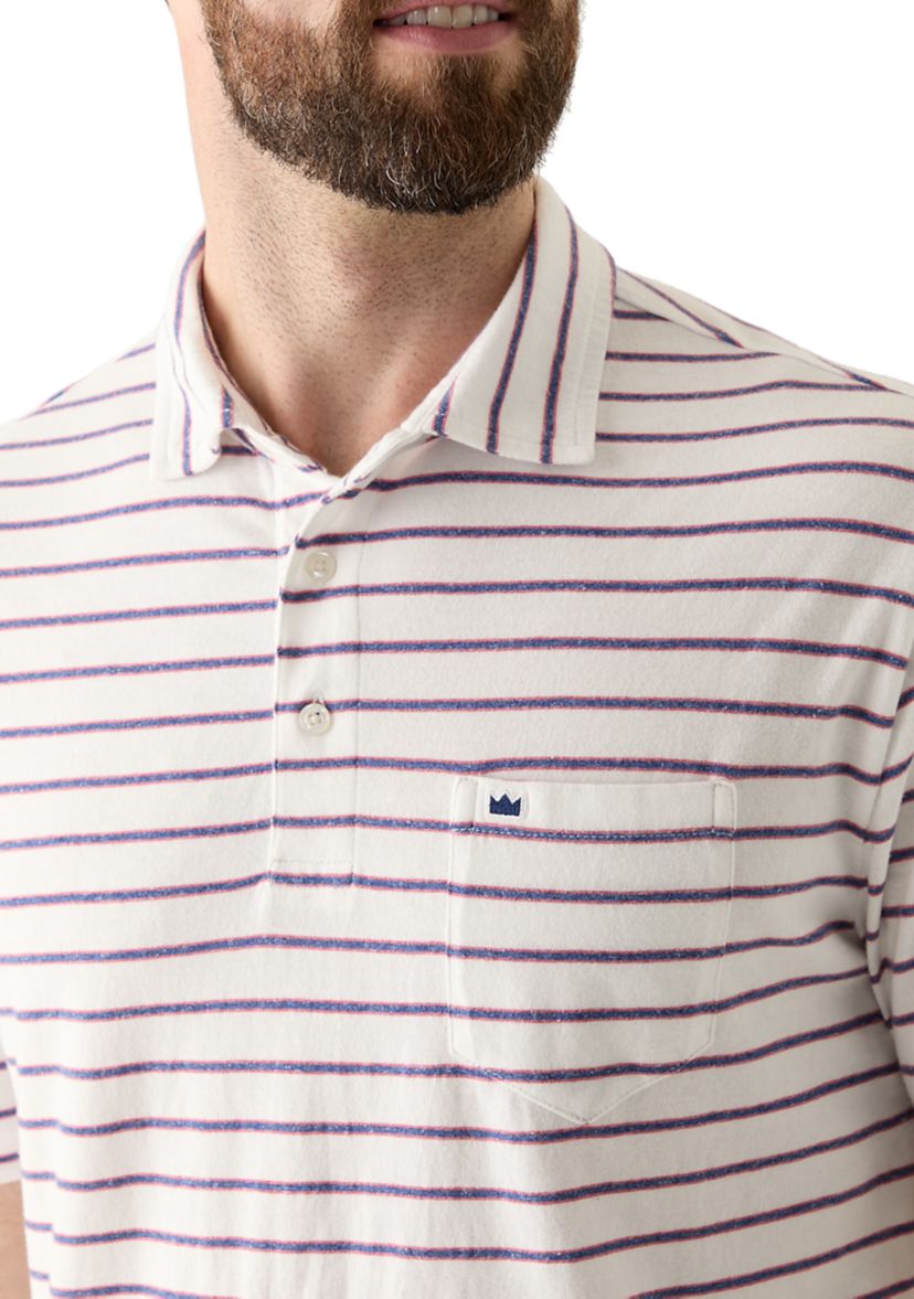 Mens Short Sleeve Slub Striped Polo