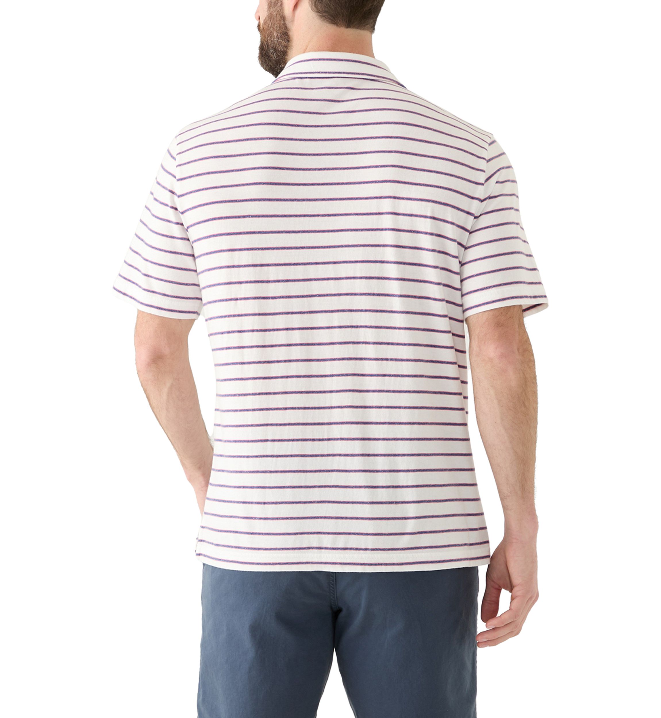 Mens Short Sleeve Slub Striped Polo