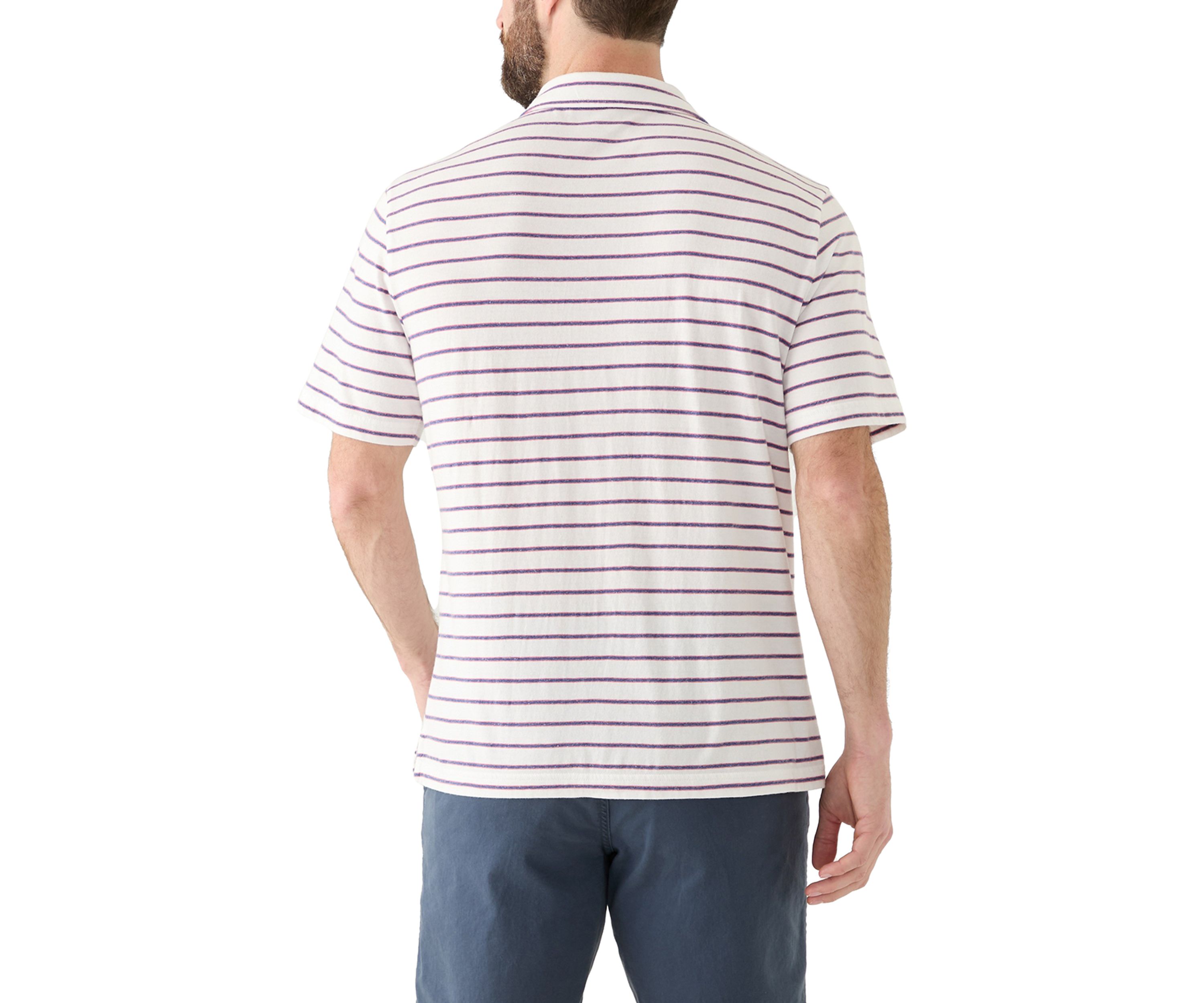 Mens Short Sleeve Slub Striped Polo