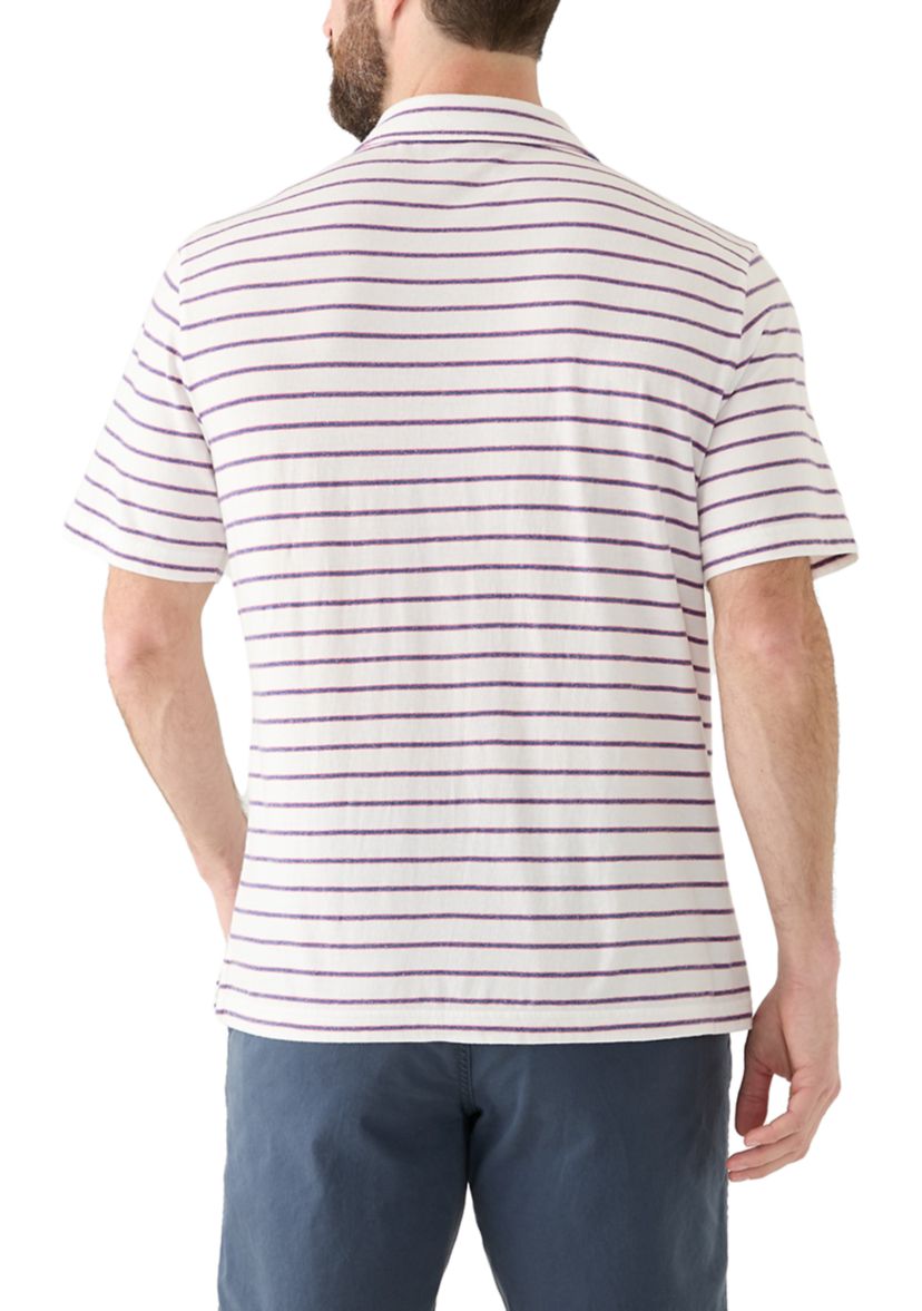 Mens Short Sleeve Slub Striped Polo