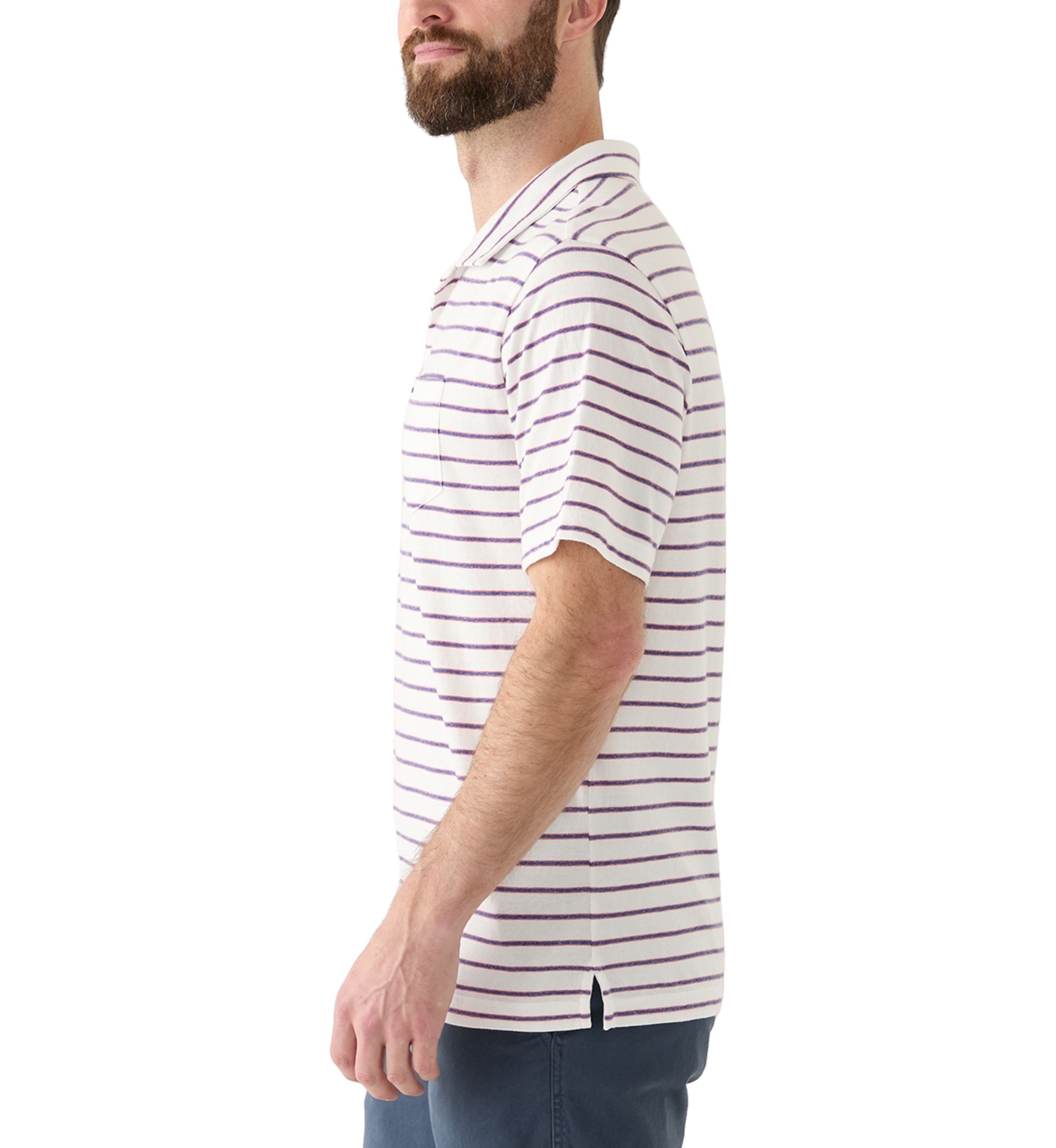 Mens Short Sleeve Slub Striped Polo