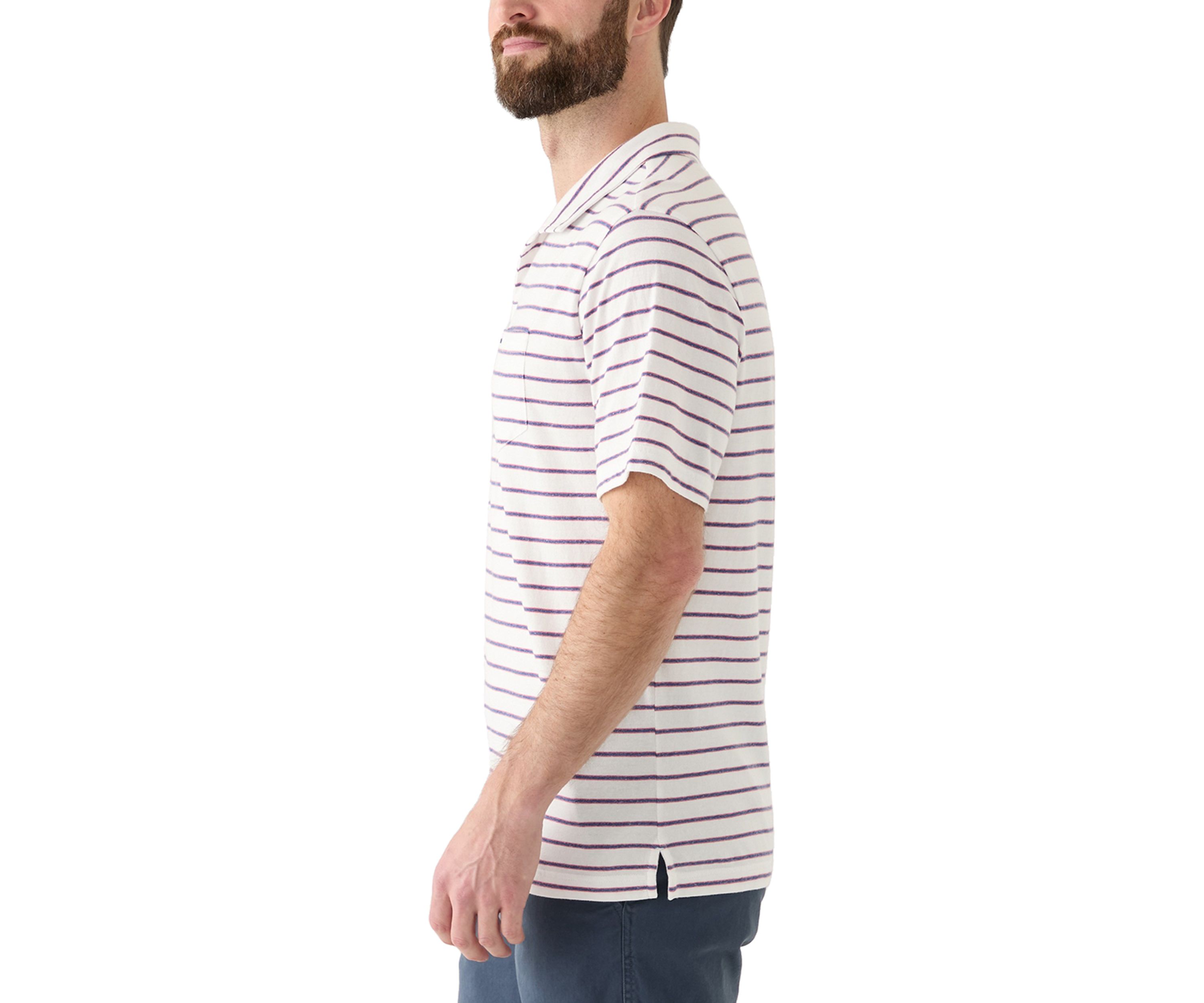 Mens Short Sleeve Slub Striped Polo