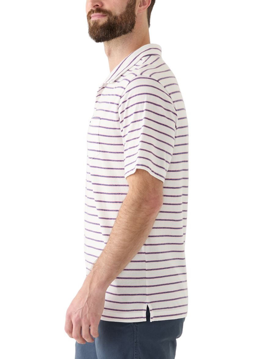 Mens Short Sleeve Slub Striped Polo