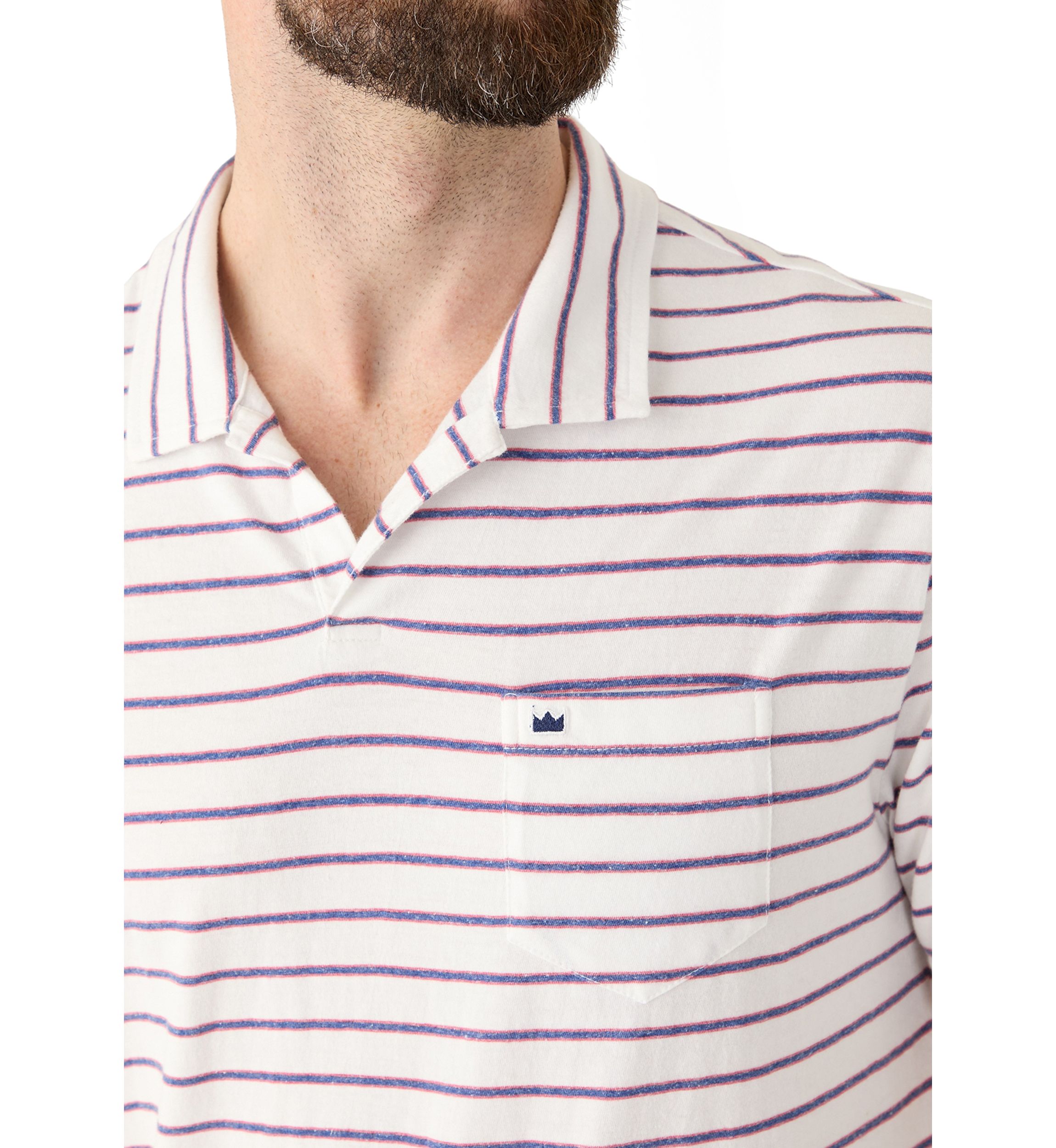 Mens Short Sleeve Slub Striped Polo